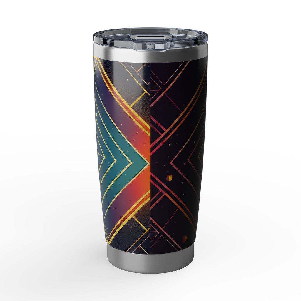 Geometric Vagabond 20oz Tumbler — Retro Neon Diamond Travel Cup
