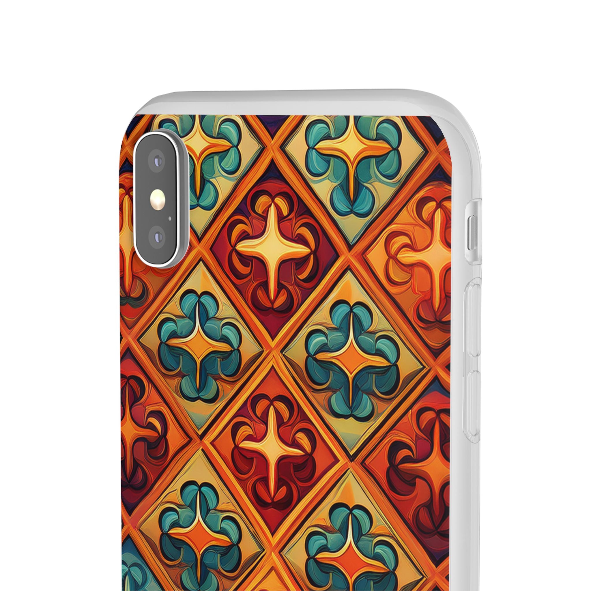 Vintage Tile Pattern Phone Case — Retro Moroccan Geometric Flexi Case