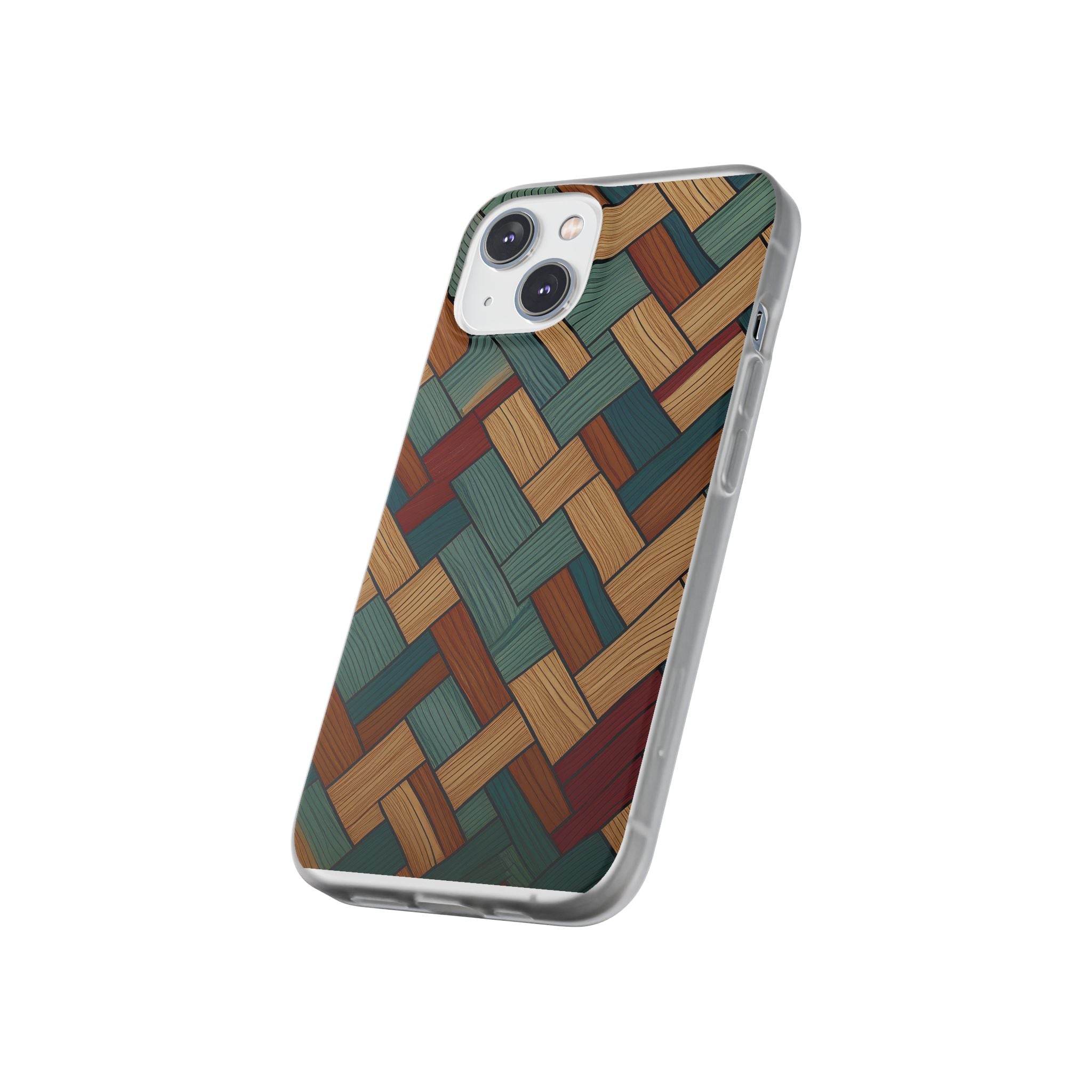 Woven Wood Pattern Phone Case — Rustic Geometric iPhone Flexi Case