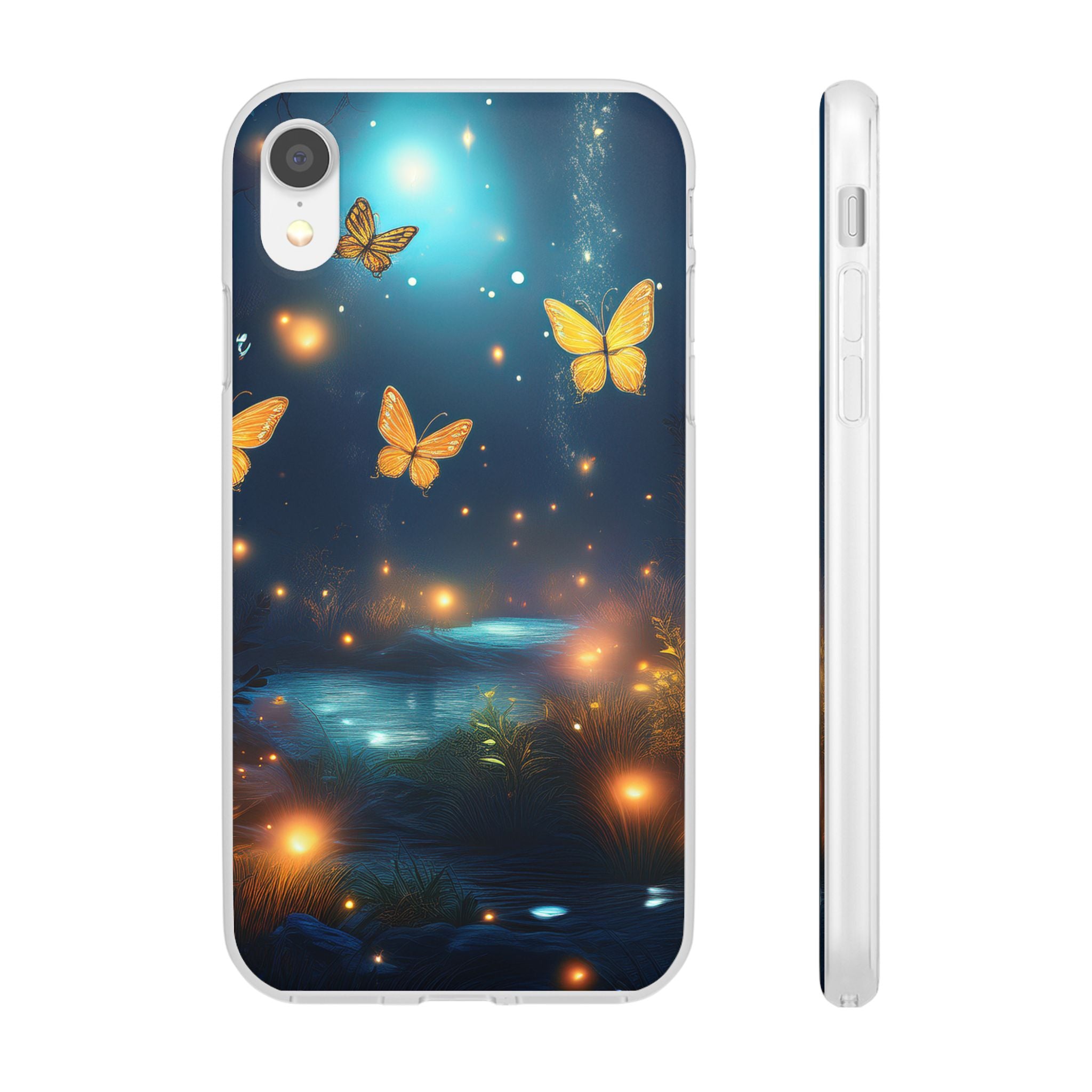 Butterfly Night Sky Phone Case – Glowing Firefly Fantasy for iPhone