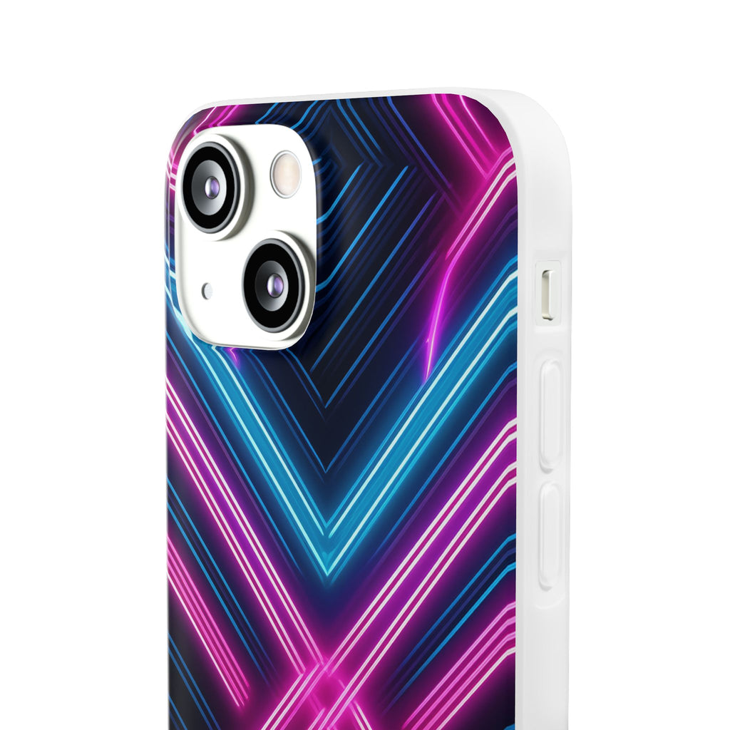 Neon Geometric Phone Case – Retro Vibes Blue & Pink Flexi Case