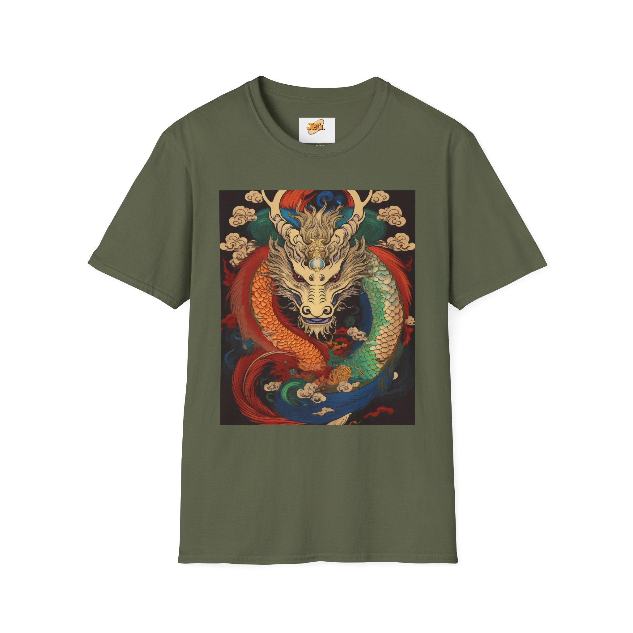 Dragon Koi Fusion T-Shirt — Vibrant Asian Mythical Dragon & Koi Art Tee