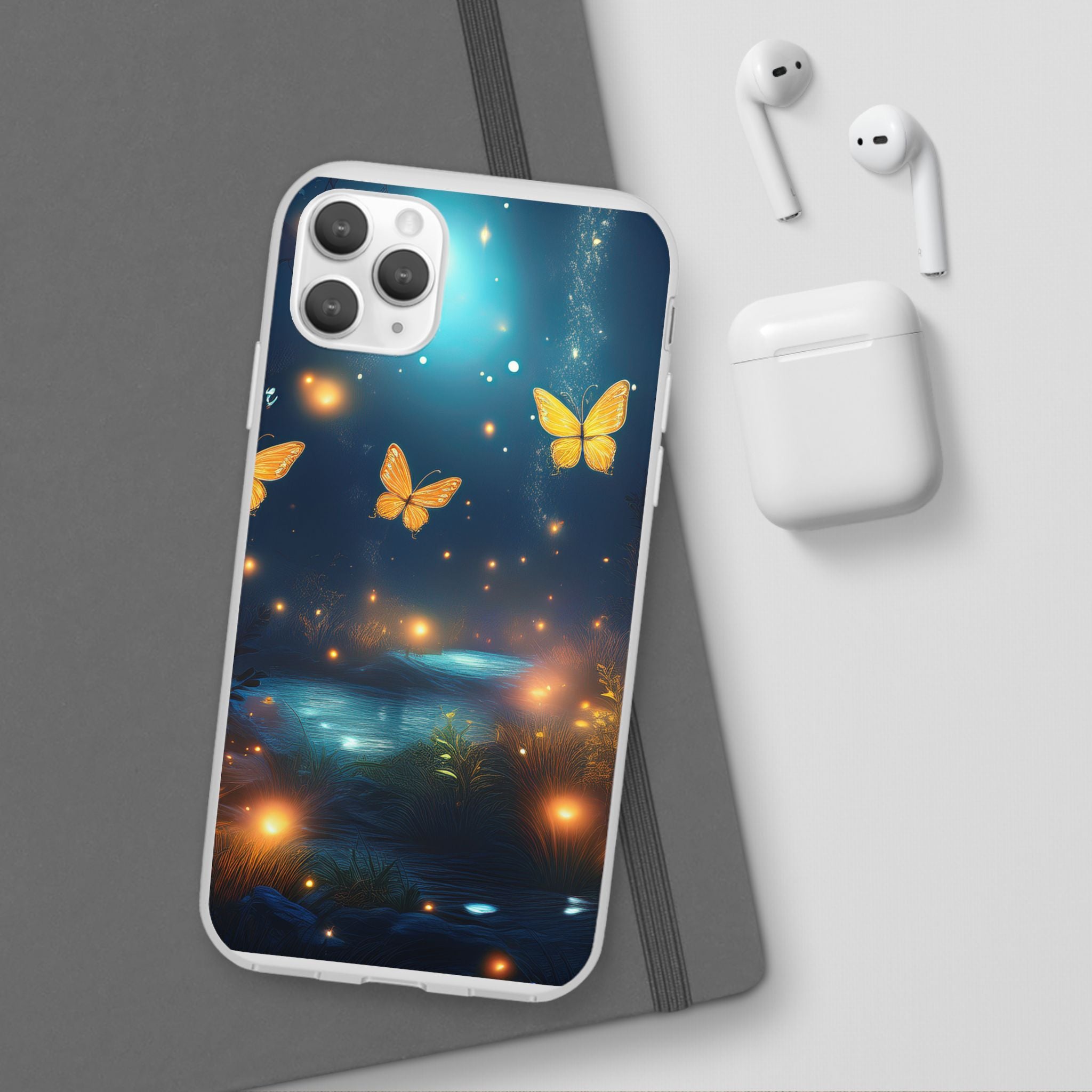 Butterfly Night Sky Phone Case – Glowing Firefly Fantasy for iPhone