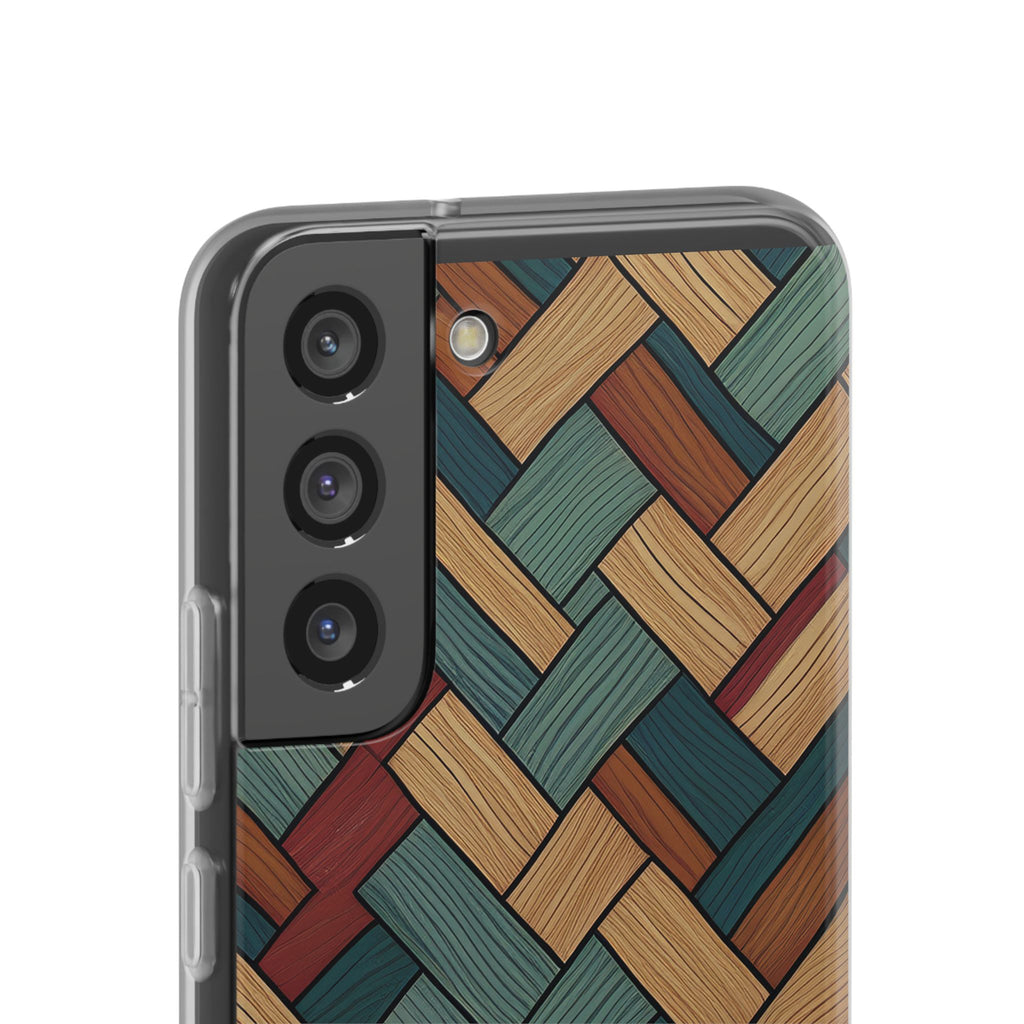 Woven Wood Pattern Phone Case — Rustic Geometric iPhone Flexi Case