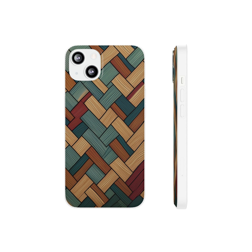Woven Wood Pattern Phone Case — Rustic Geometric iPhone Flexi Case