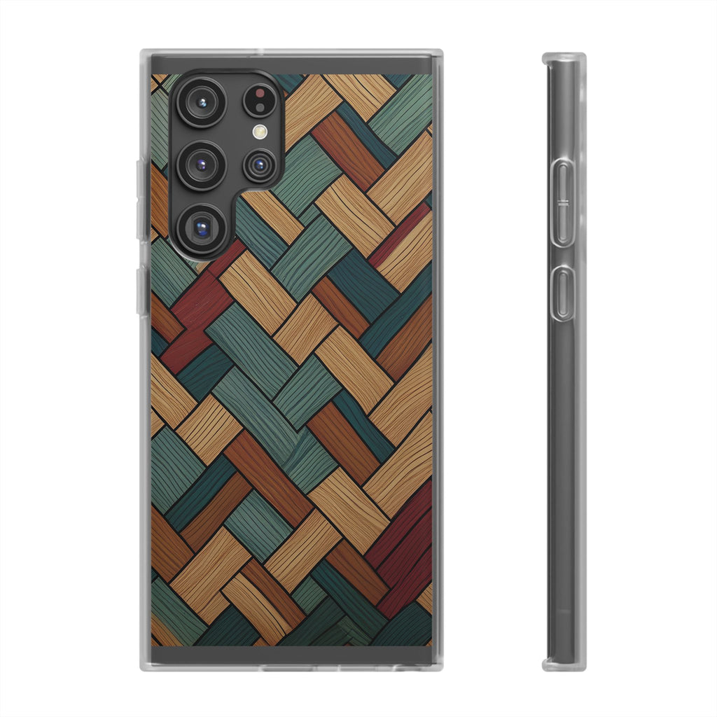 Woven Wood Pattern Phone Case — Rustic Geometric iPhone Flexi Case