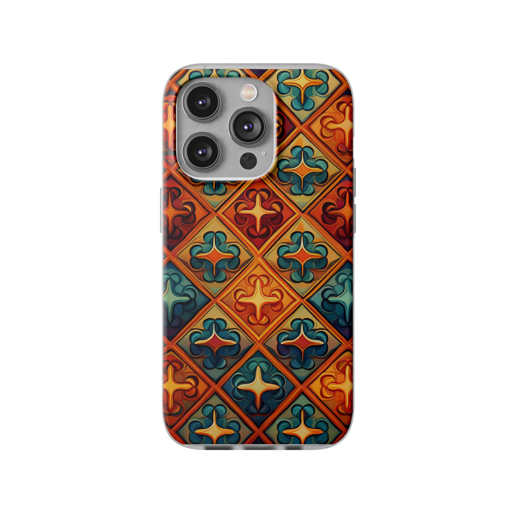 Vintage Tile Pattern Phone Case — Retro Moroccan Geometric Flexi Case