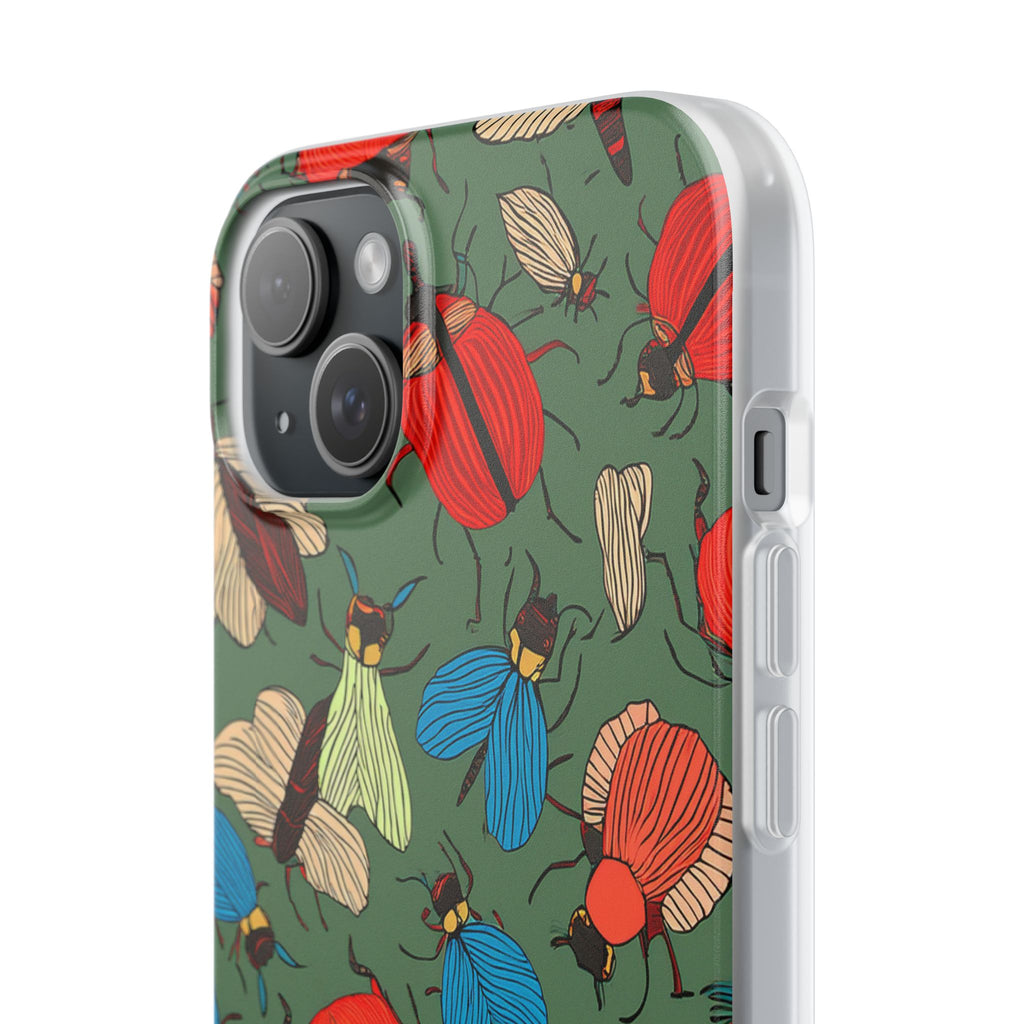 Bug Pattern Phone Case — Colorful Beetles & Flies Design