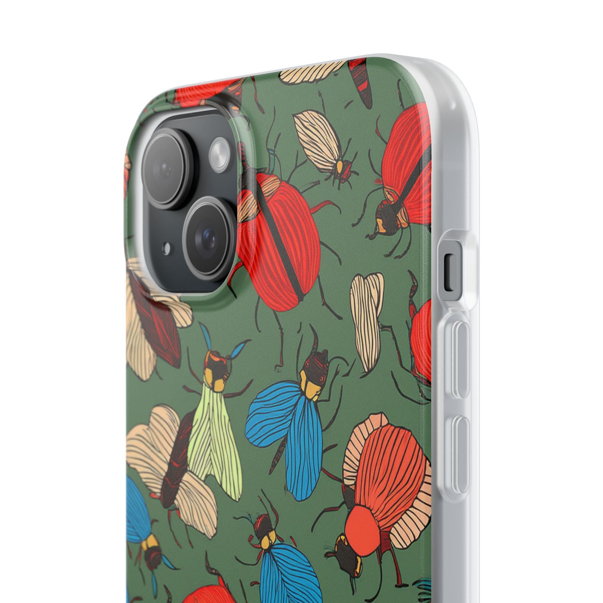 Bug Pattern Phone Case — Colorful Beetles & Flies Design