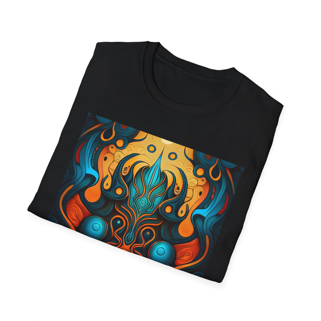 Psychedelic Abstract Mask T-Shirt — Vibrant Tribal Floral Art Tee