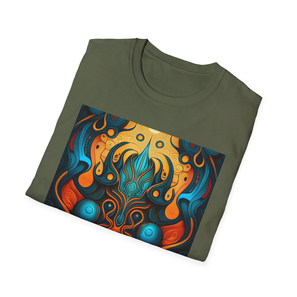 Psychedelic Abstract Mask T-Shirt — Vibrant Tribal Floral Art Tee