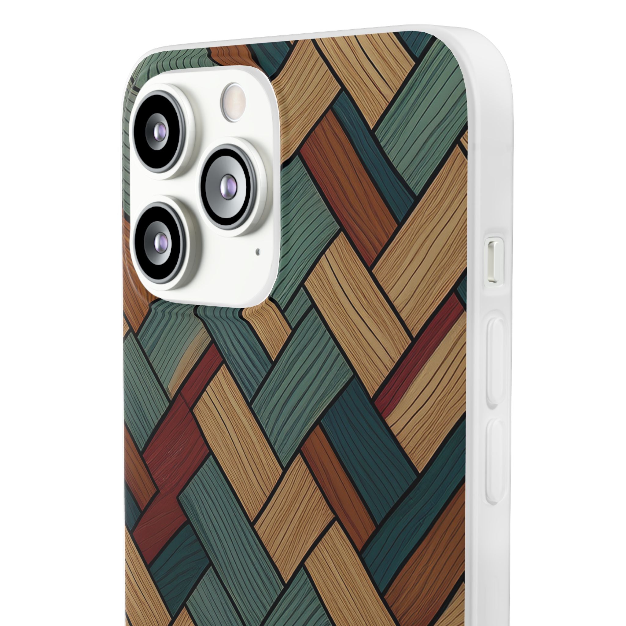 Woven Wood Pattern Phone Case — Rustic Geometric iPhone Flexi Case
