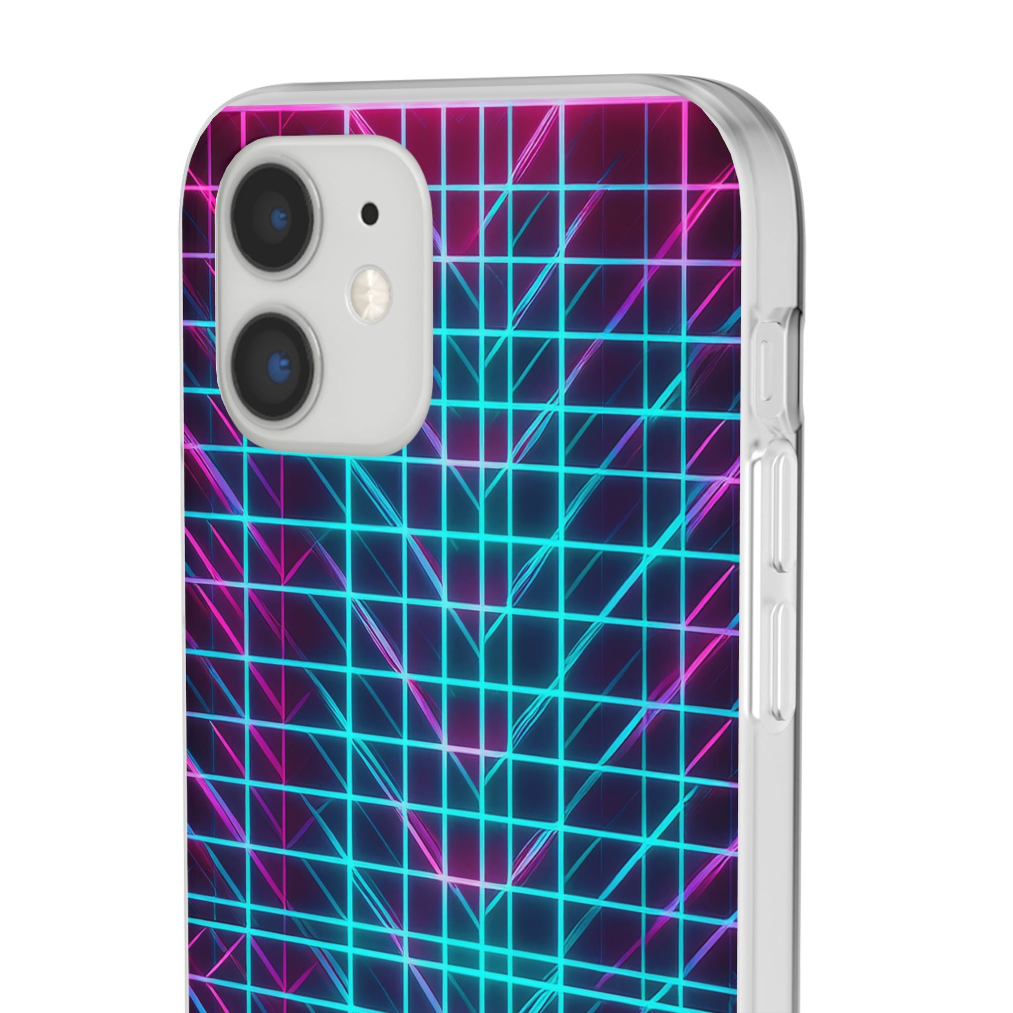 Retro Neon Grid Phone Case – 80s Vaporwave Geometric iPhone Cover