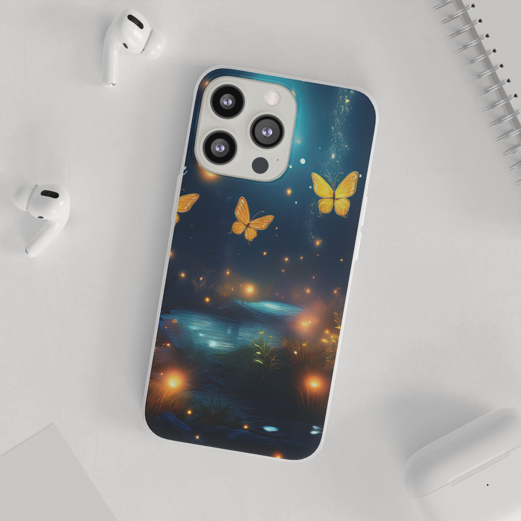 Butterfly Night Sky Phone Case – Glowing Firefly Fantasy for iPhone
