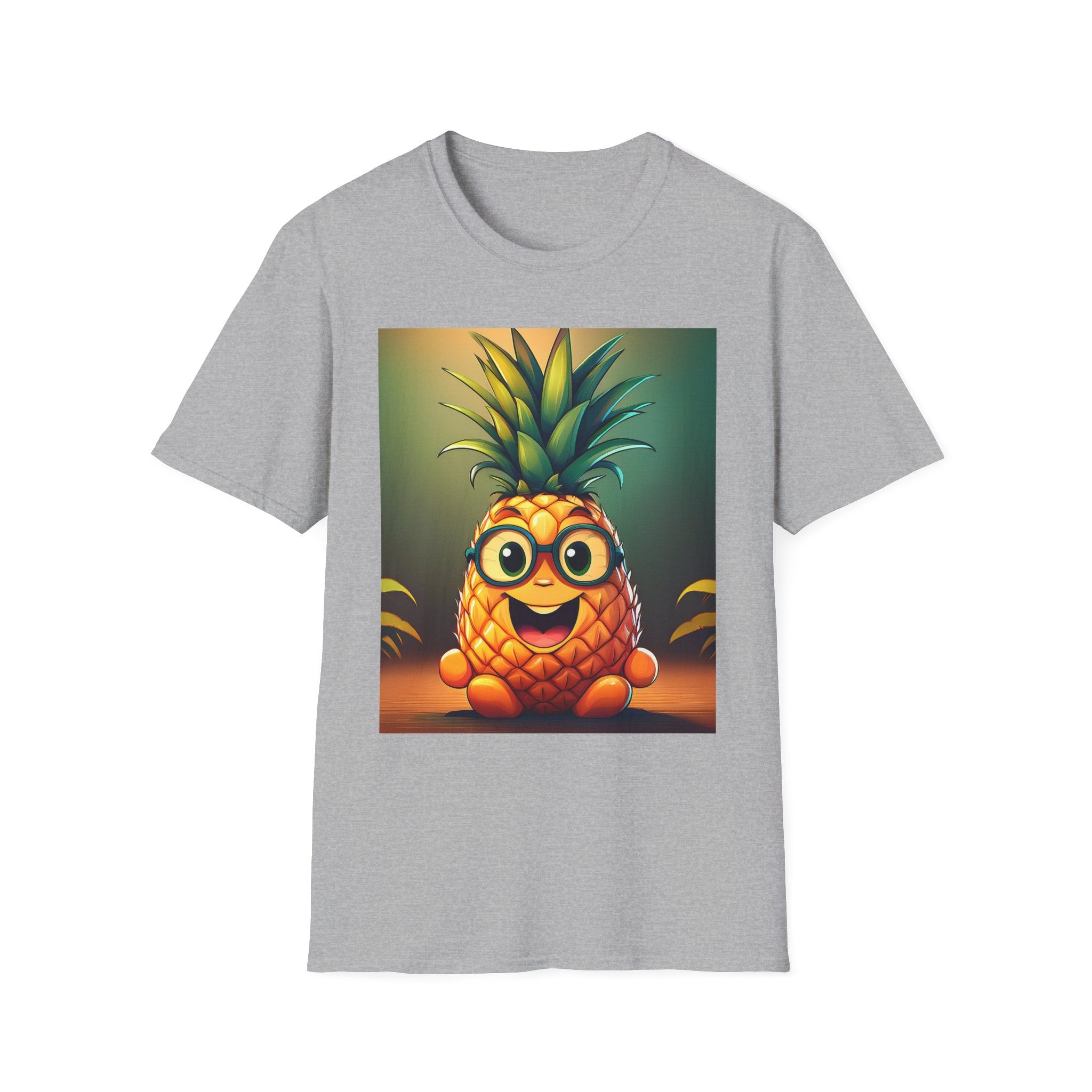 Pineapple Cartoon T-Shirt — Cute Smiling Pineapple with Glasses Tee