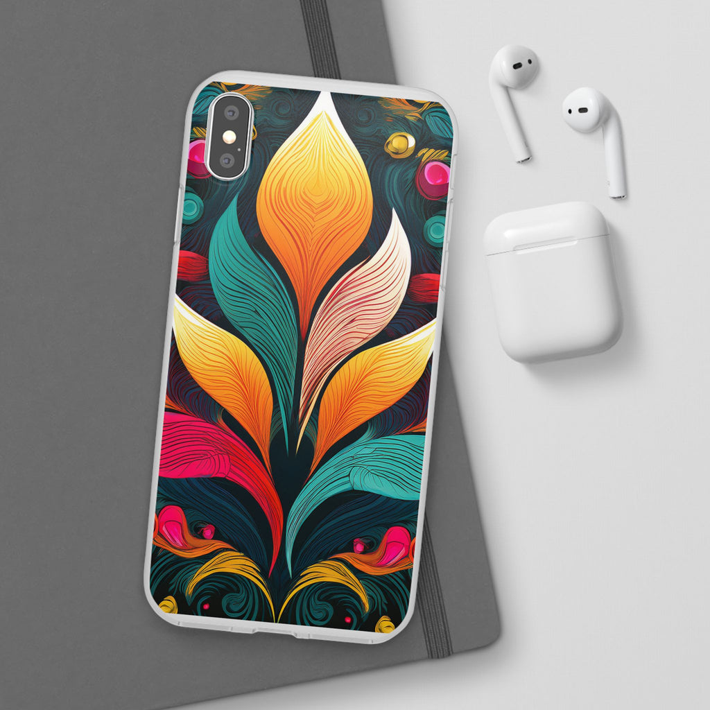 Floral Swirl Phone Case — Vibrant Boho Leaf Art Protective Cover
