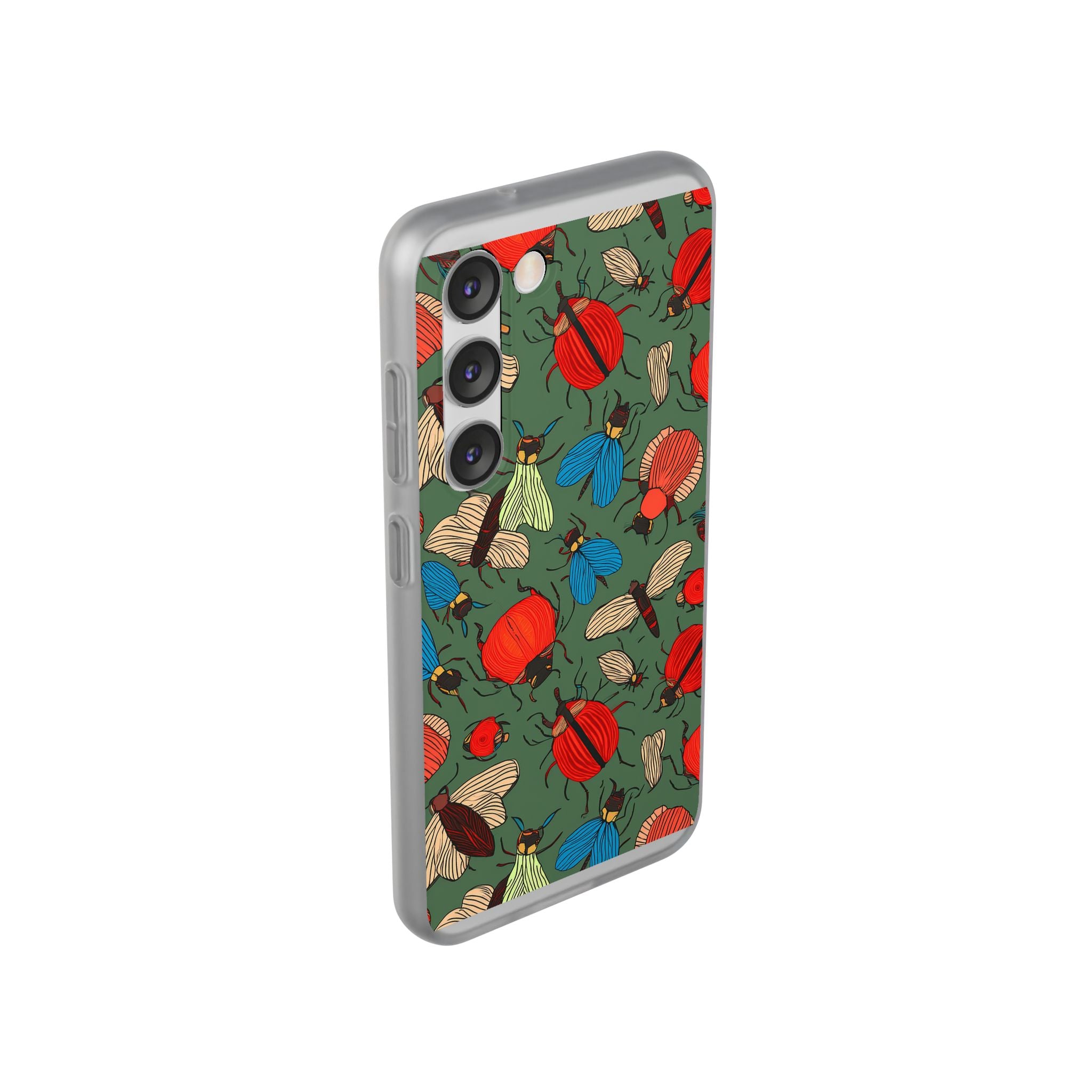 Bug Pattern Phone Case — Colorful Beetles & Flies Design