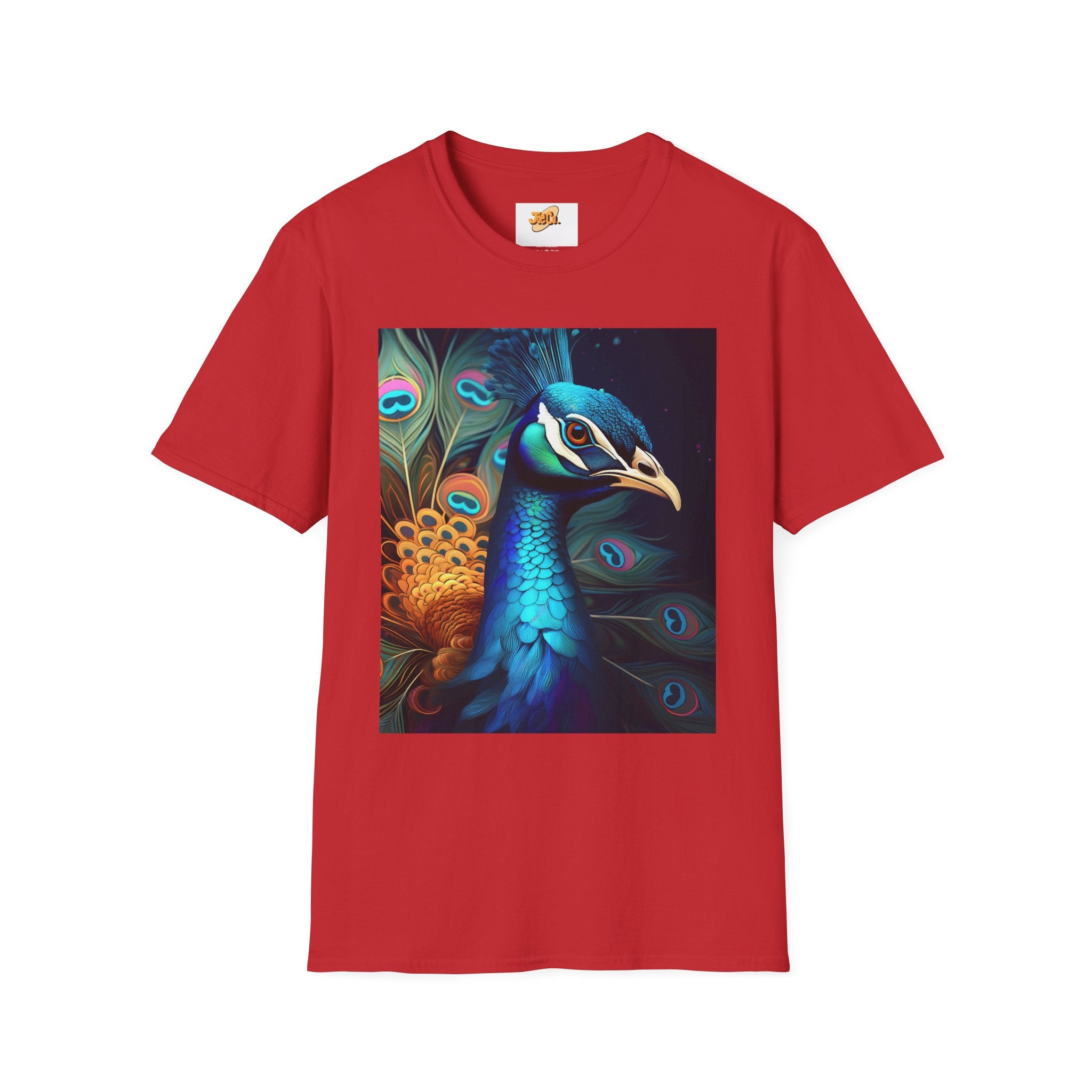 Peacock Art T-Shirt — Vibrant Blue & Teal Peacock Illustration Tee