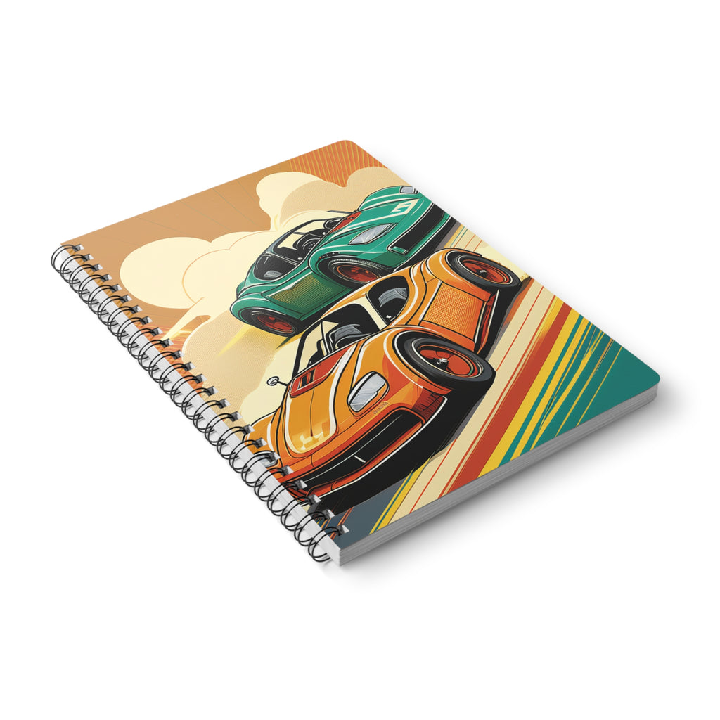 Racecar A5 Wirobound Notebook – Retro Sports Cars Spiral Journal