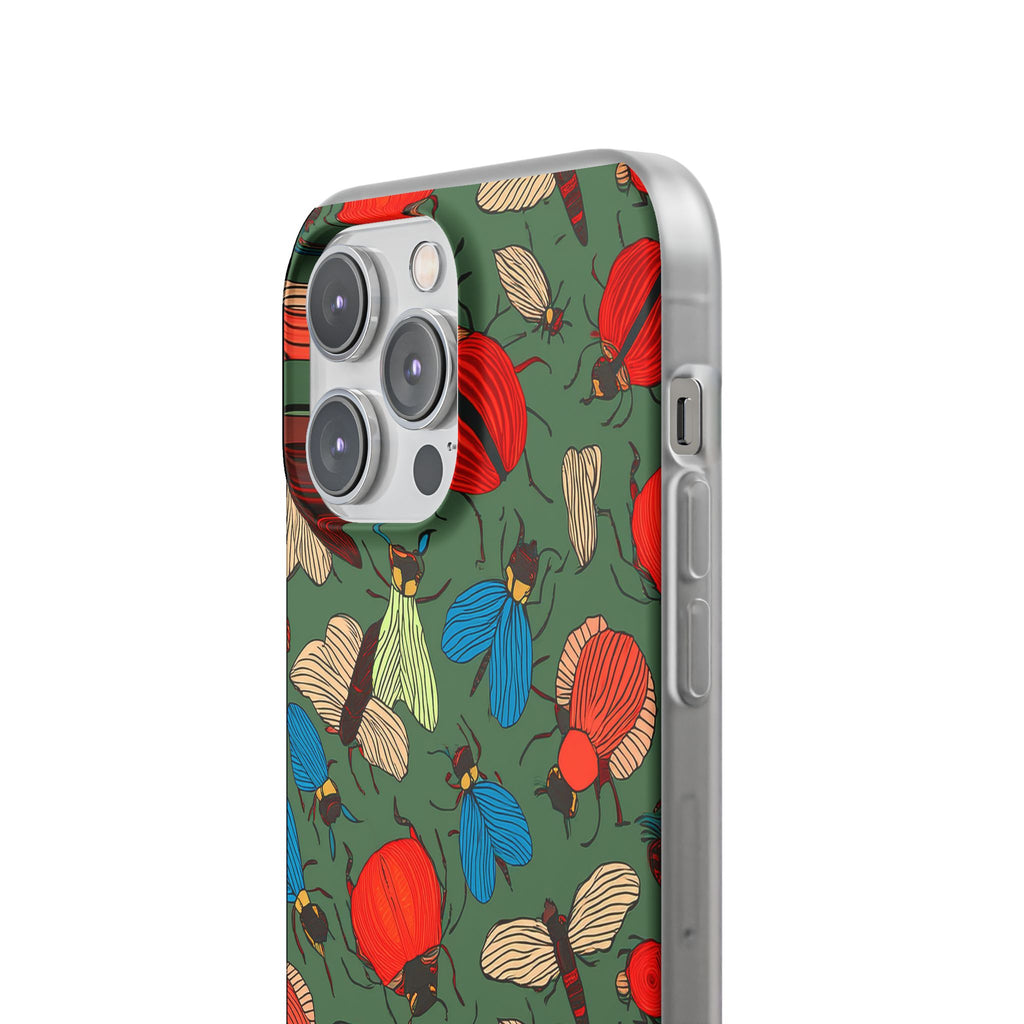 Bug Pattern Phone Case — Colorful Beetles & Flies Design