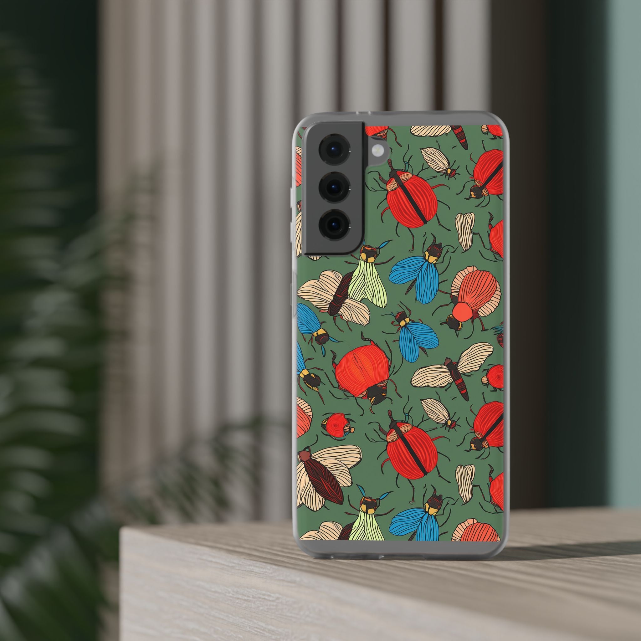 Bug Pattern Phone Case — Colorful Beetles & Flies Design