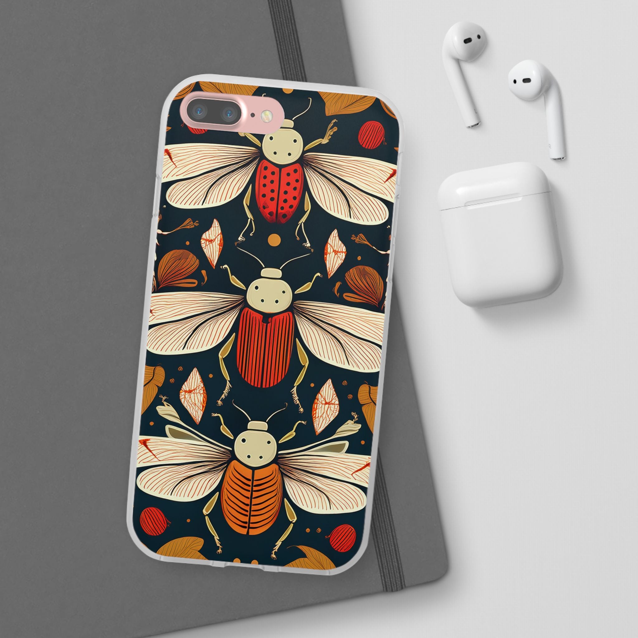 Bug Pattern Phone Case — Vintage Floral Firefly Design