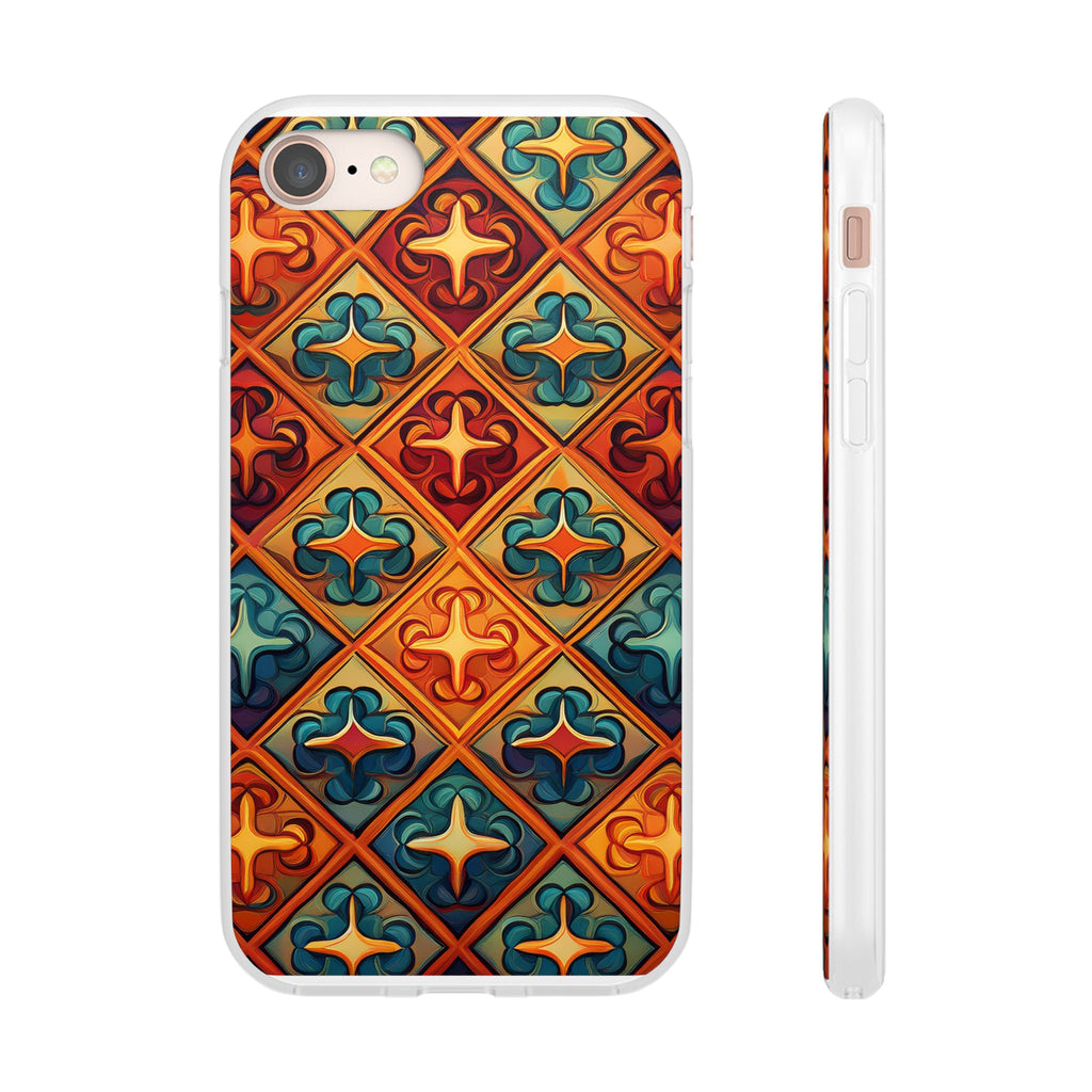 Vintage Tile Pattern Phone Case — Retro Moroccan Geometric Flexi Case
