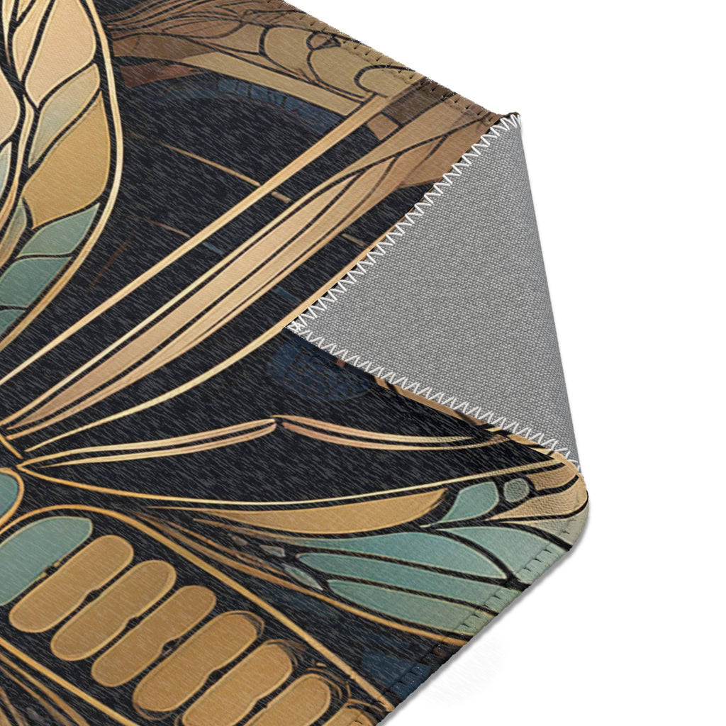 Art Nouveau Dragonfly Area Rug — Vintage Botanical Accent Rug