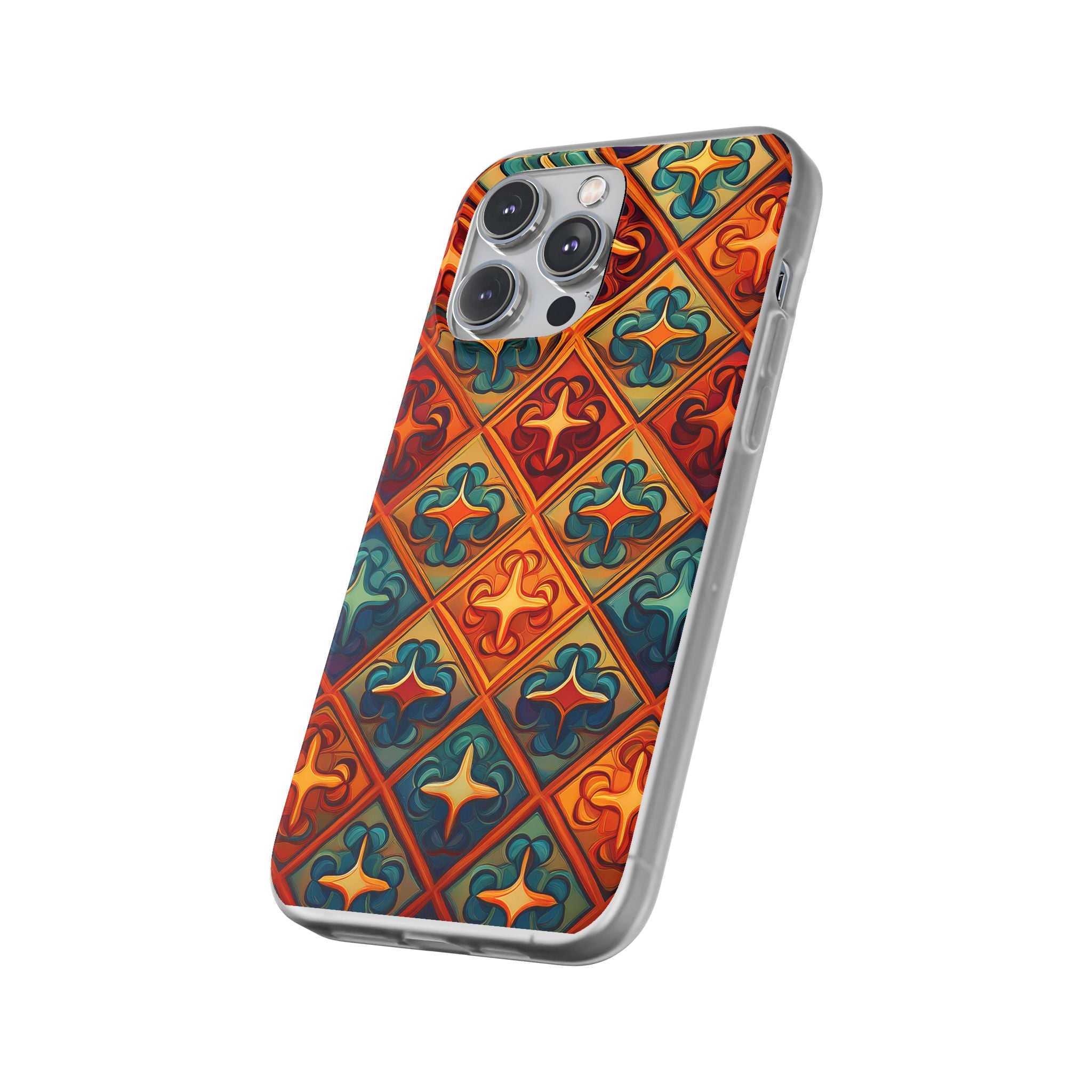 Vintage Tile Pattern Phone Case — Retro Moroccan Geometric Flexi Case