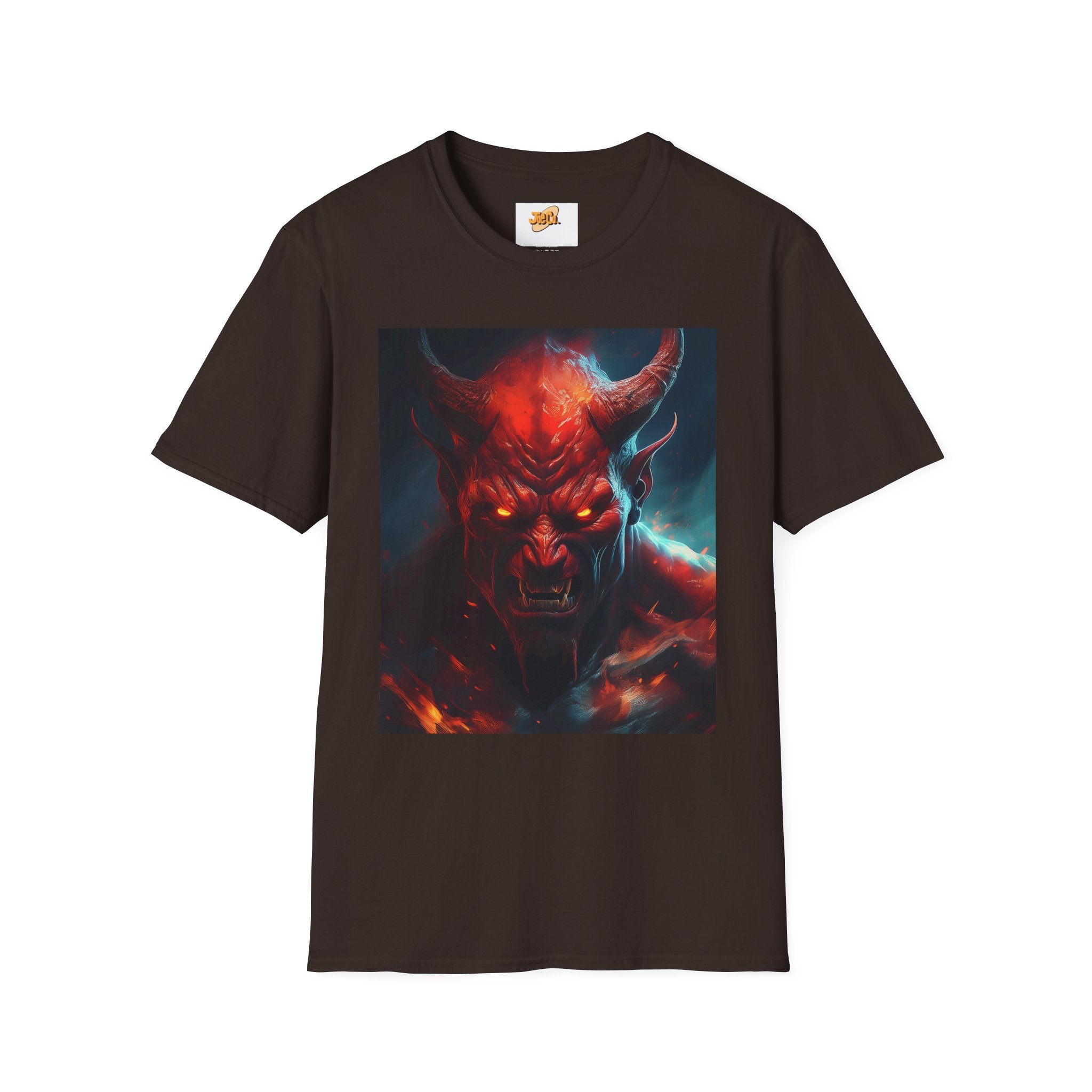 Demon Skull T-Shirt — Fiery Horned Demon Graphic Tee