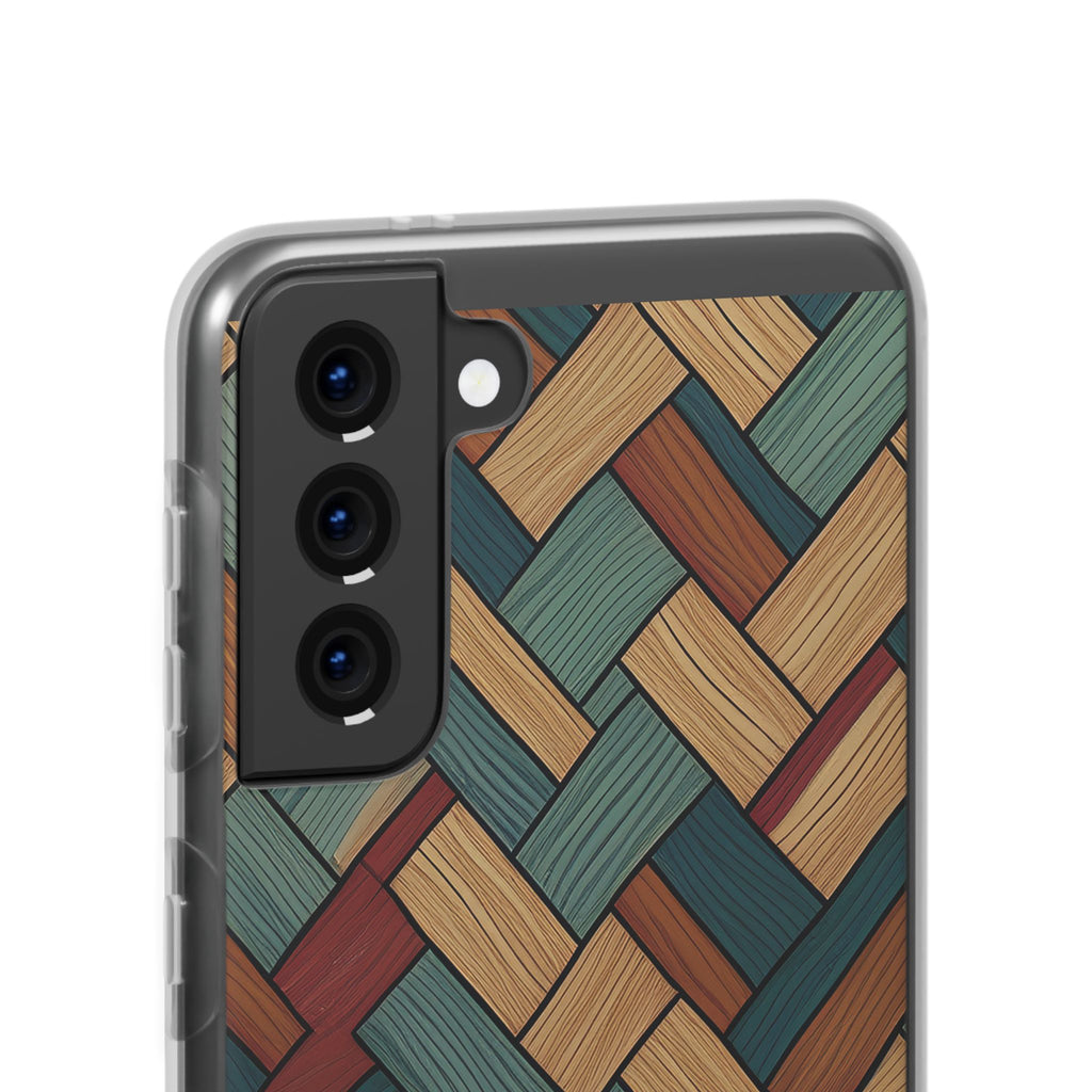 Woven Wood Pattern Phone Case — Rustic Geometric iPhone Flexi Case
