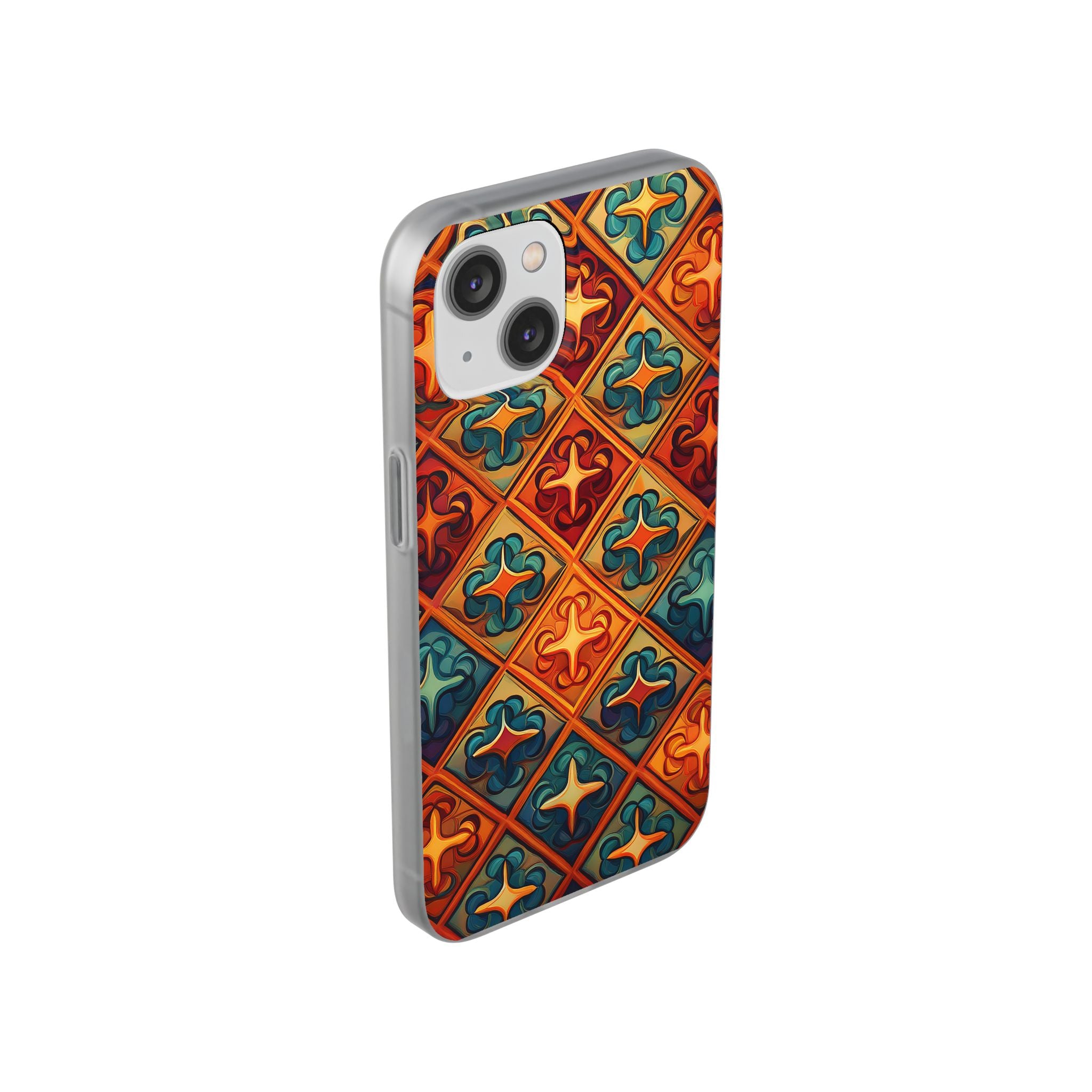Vintage Tile Pattern Phone Case — Retro Moroccan Geometric Flexi Case