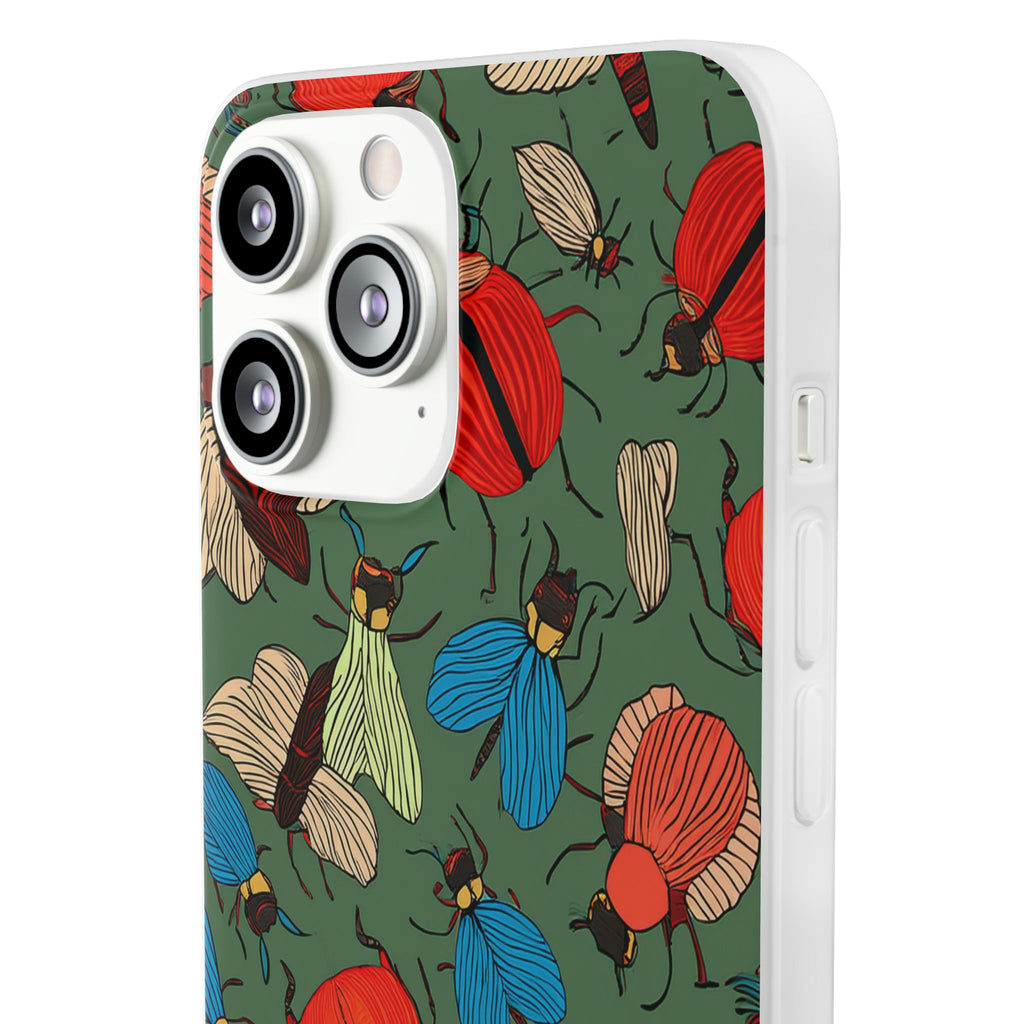 Bug Pattern Phone Case — Colorful Beetles & Flies Design