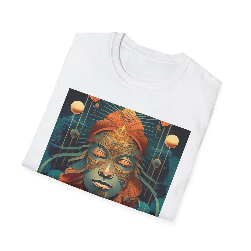 Meditative Goddess T-Shirt — Tranquil Floral Face Art Tee