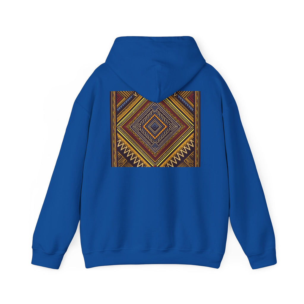Boho Geometric Diamond Hoodie – Earthy Tribal Pattern Pullover