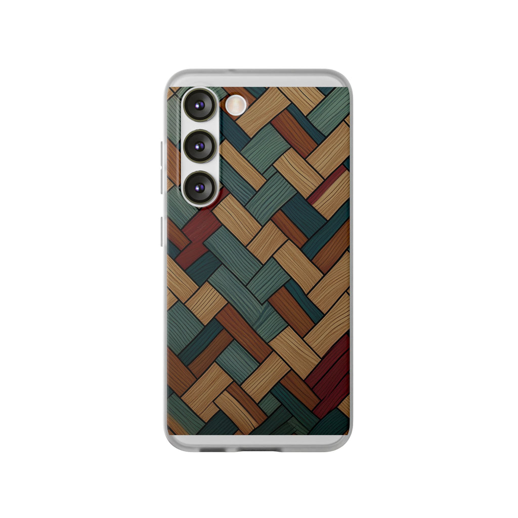 Woven Wood Pattern Phone Case — Rustic Geometric iPhone Flexi Case