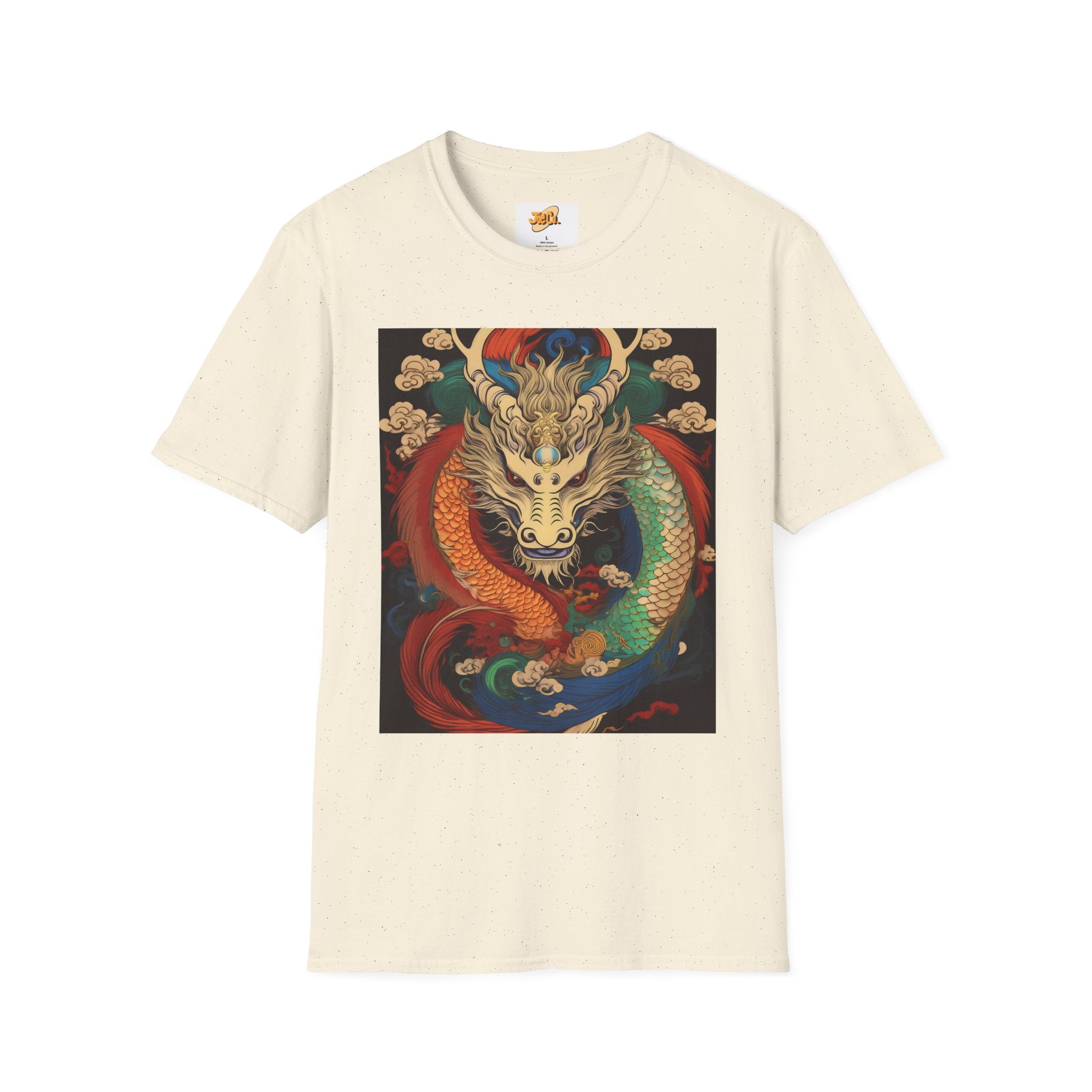 Dragon Koi Fusion T-Shirt — Vibrant Asian Mythical Dragon & Koi Art Tee
