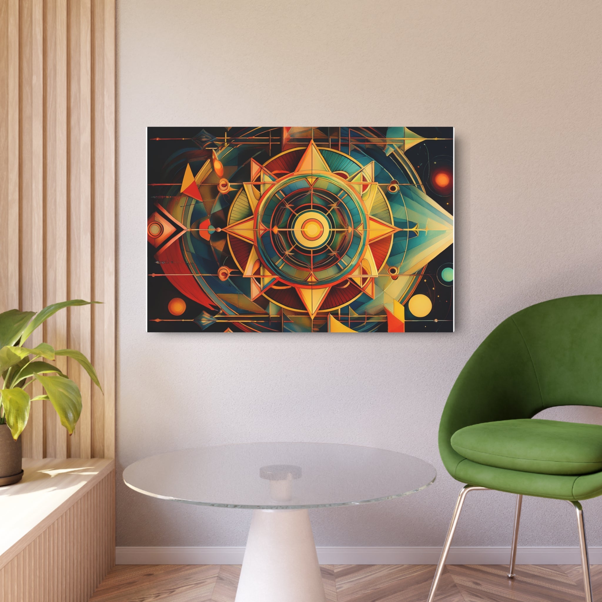Geometric Compass Metal Art Sign — Abstract Nautical Wall Decor