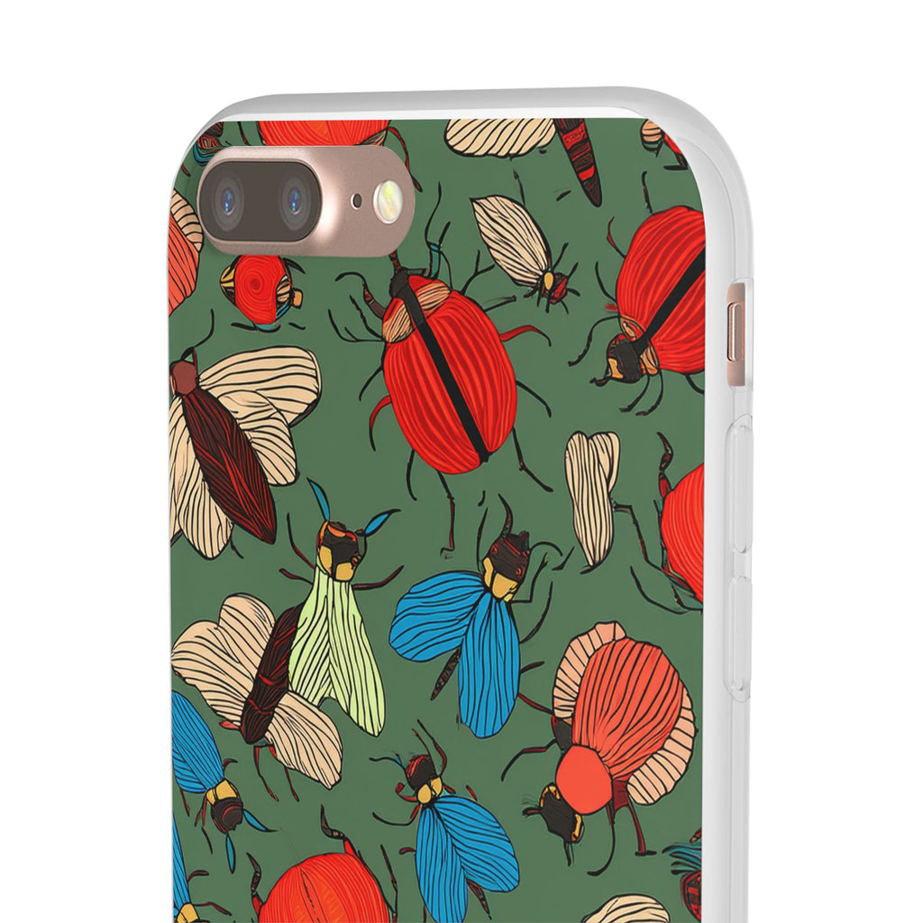 Bug Pattern Phone Case — Colorful Beetles & Flies Design