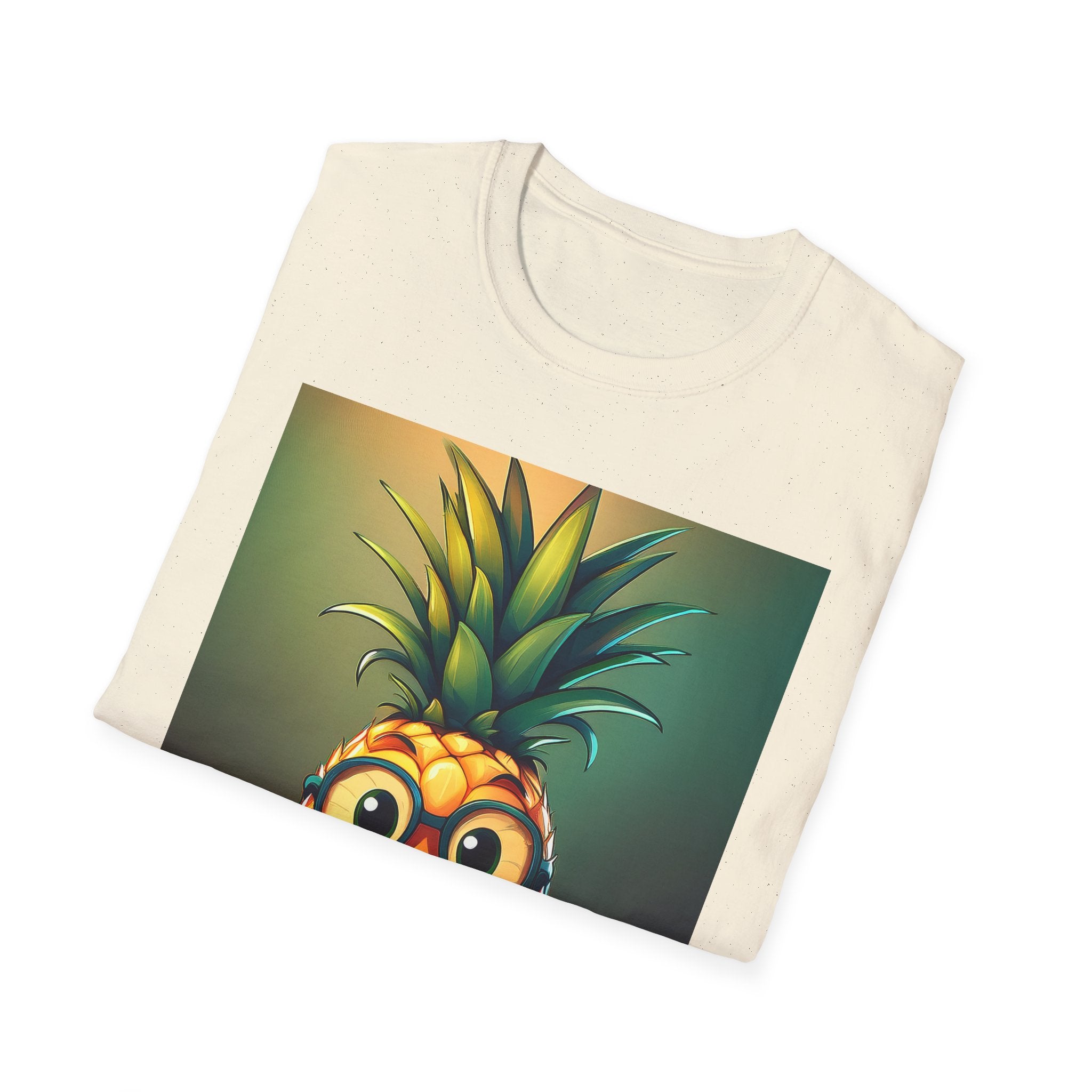 Pineapple Cartoon T-Shirt — Cute Smiling Pineapple with Glasses Tee