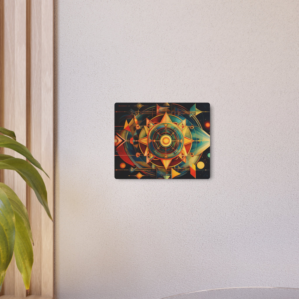 Geometric Compass Metal Art Sign — Abstract Nautical Wall Decor