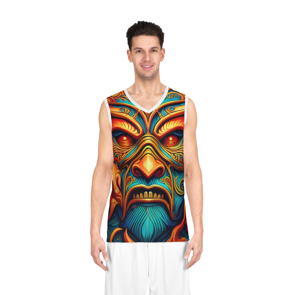 Tribal Flame Mask Basketball Jersey - All-Over-Print