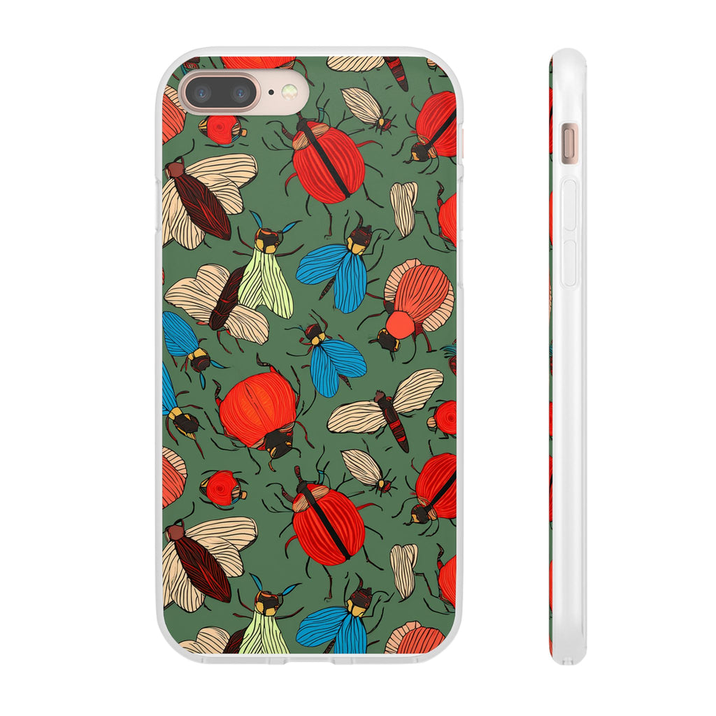 Bug Pattern Phone Case — Colorful Beetles & Flies Design