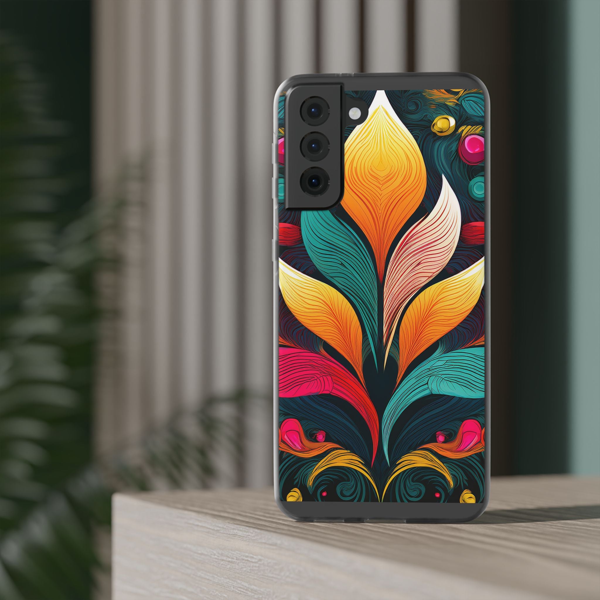 Floral Swirl Phone Case — Vibrant Boho Leaf Art Protective Cover