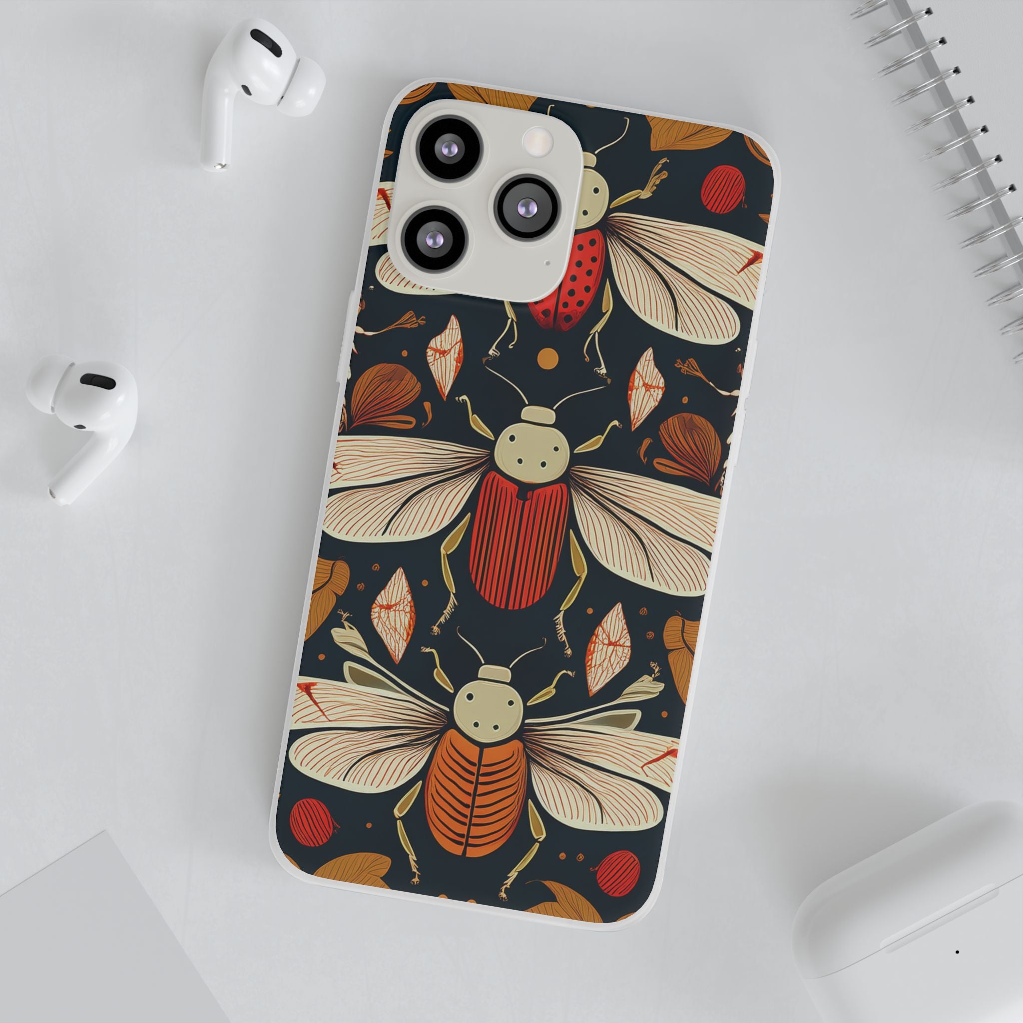 Bug Pattern Phone Case — Vintage Floral Firefly Design