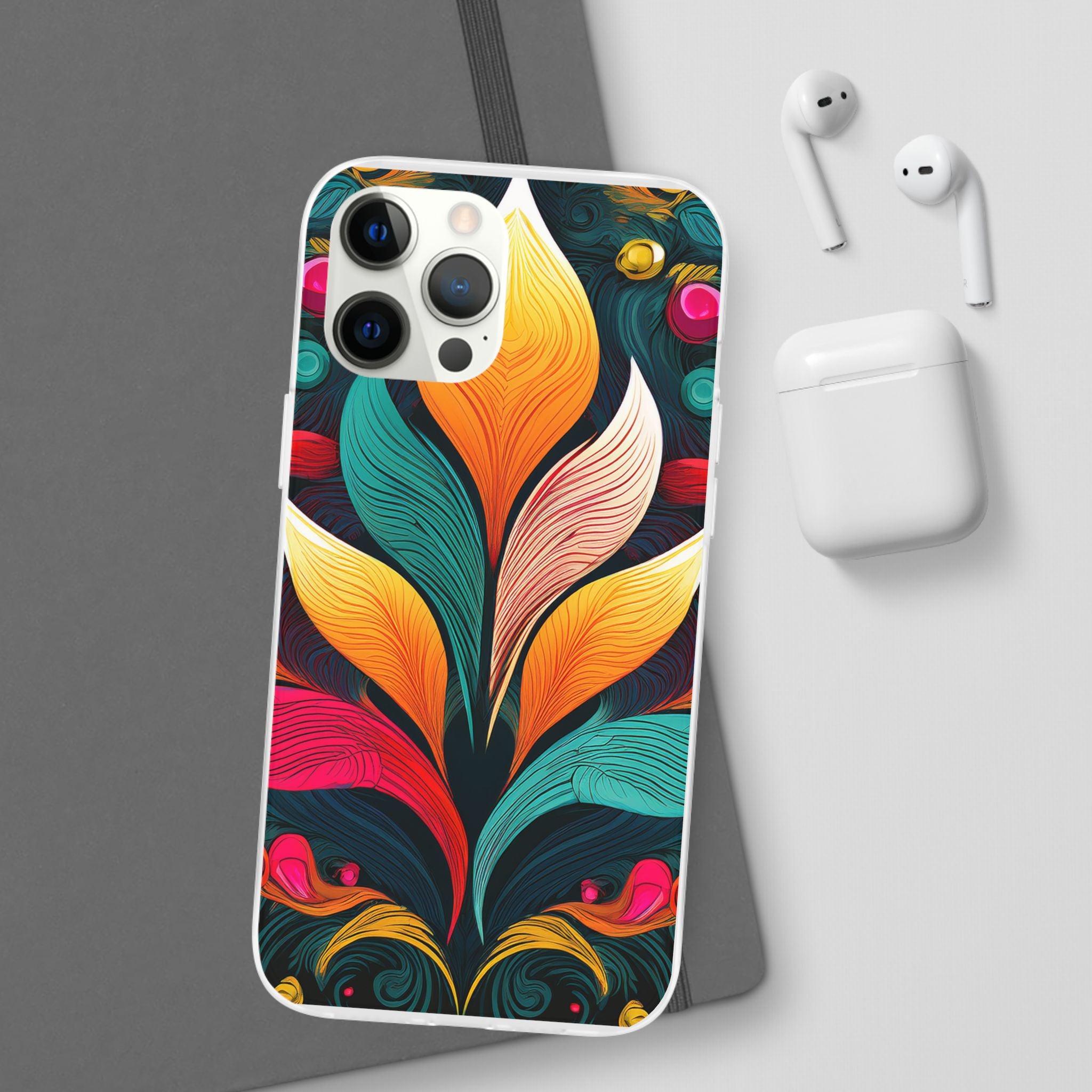 Floral Swirl Phone Case — Vibrant Boho Leaf Art Protective Cover