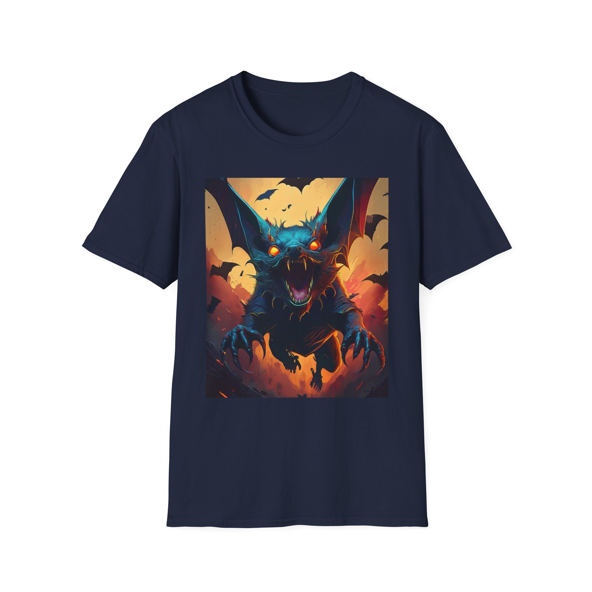 Halloween Bat Nightmare T-Shirt — Fiery Demon Bat Graphic Tee