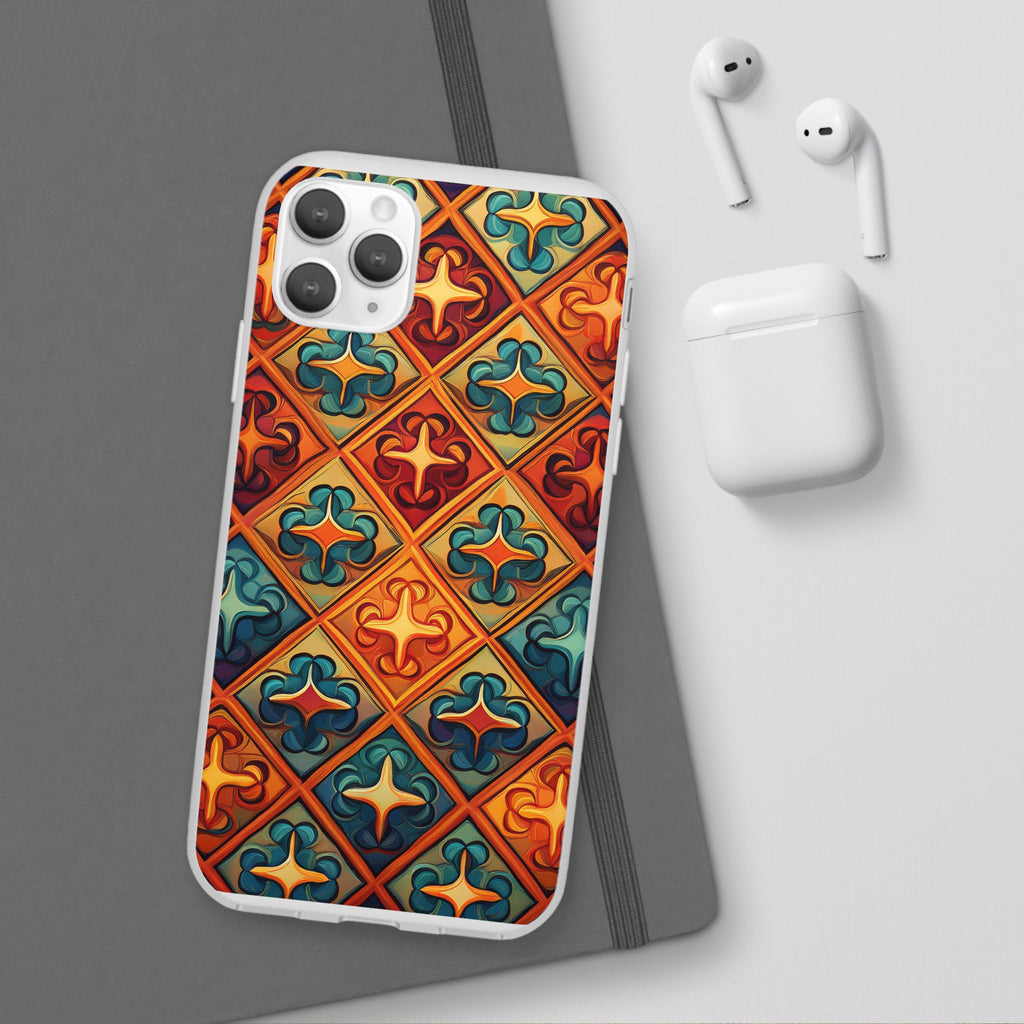 Vintage Tile Pattern Phone Case — Retro Moroccan Geometric Flexi Case