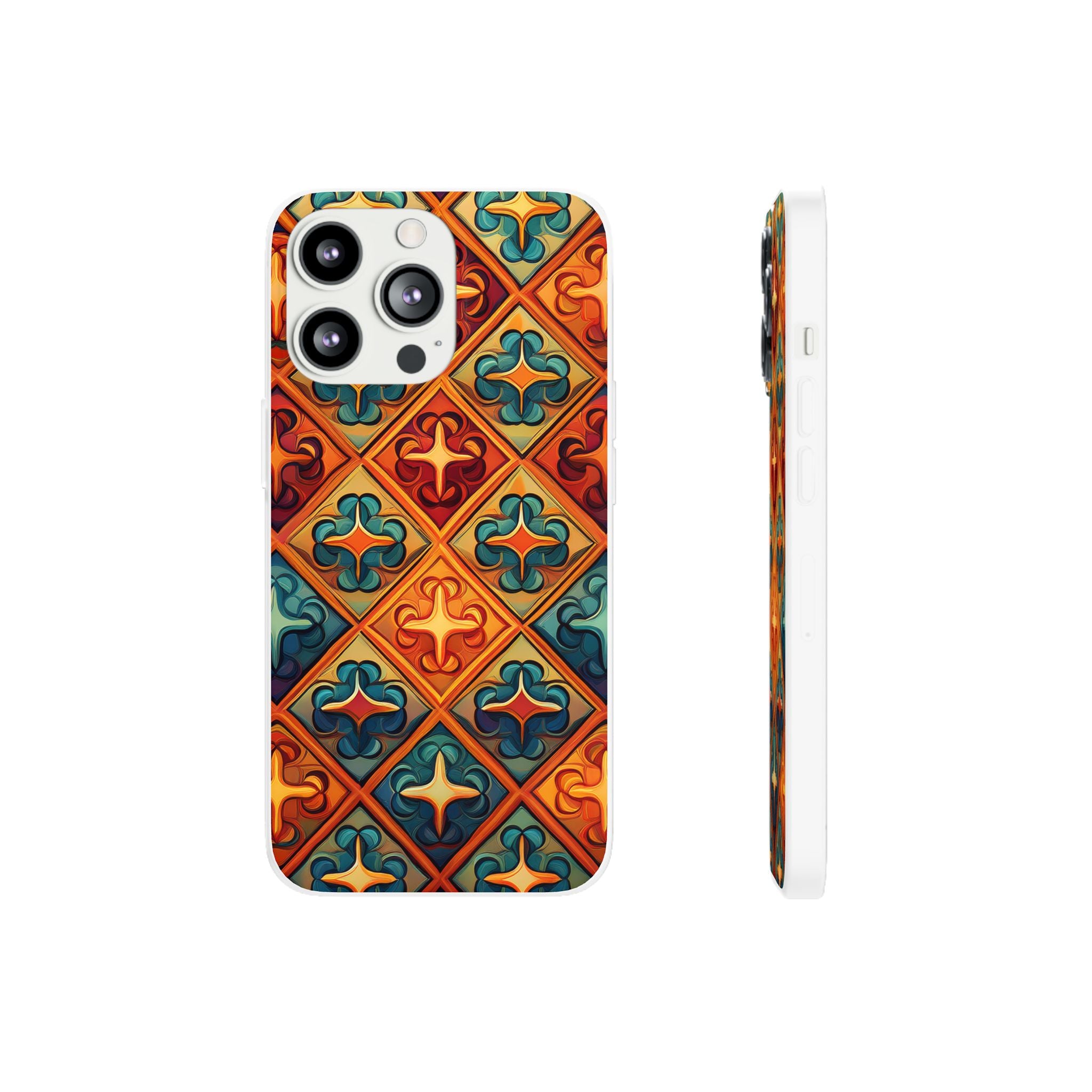 Vintage Tile Pattern Phone Case — Retro Moroccan Geometric Flexi Case