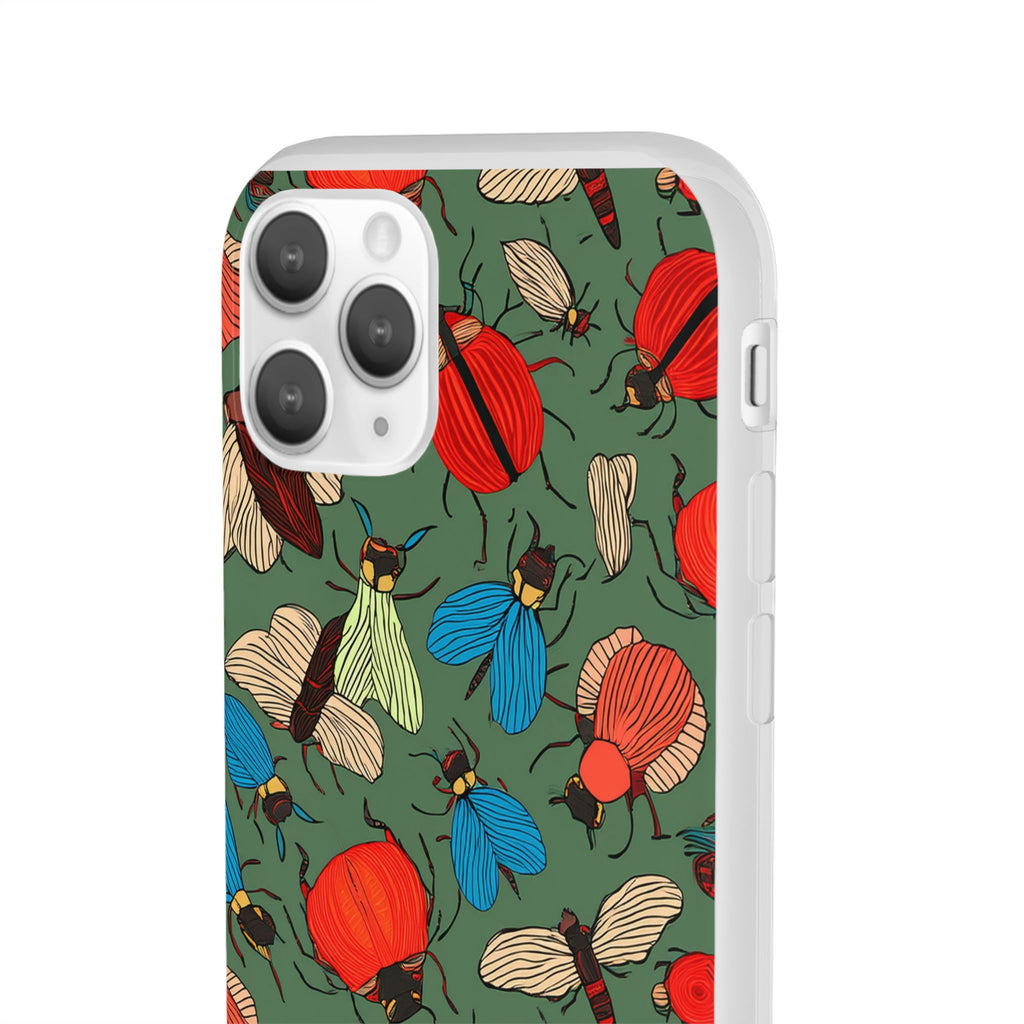 Bug Pattern Phone Case — Colorful Beetles & Flies Design